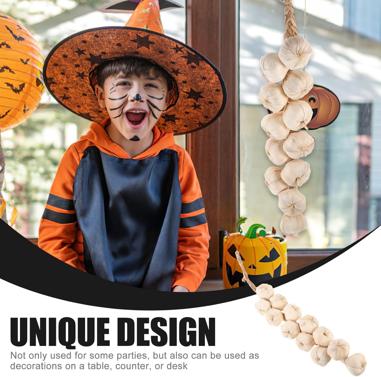 Cabilock Simulation Garlic Halloween Artificial Hanging Vegetable Prop String