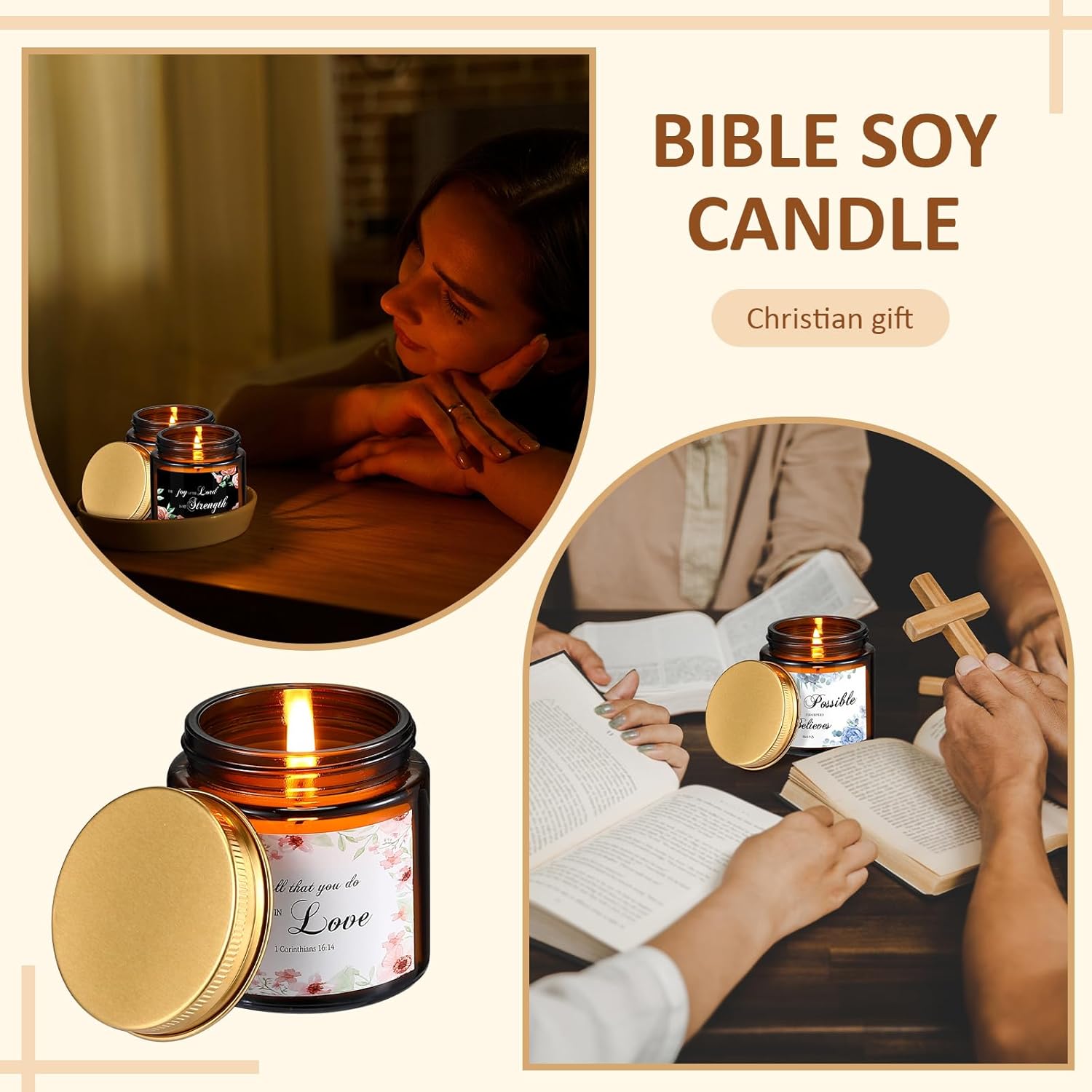 MTLEE 10 Jar Christian Scented Candles Stress Relief Aromatherapy Gifts