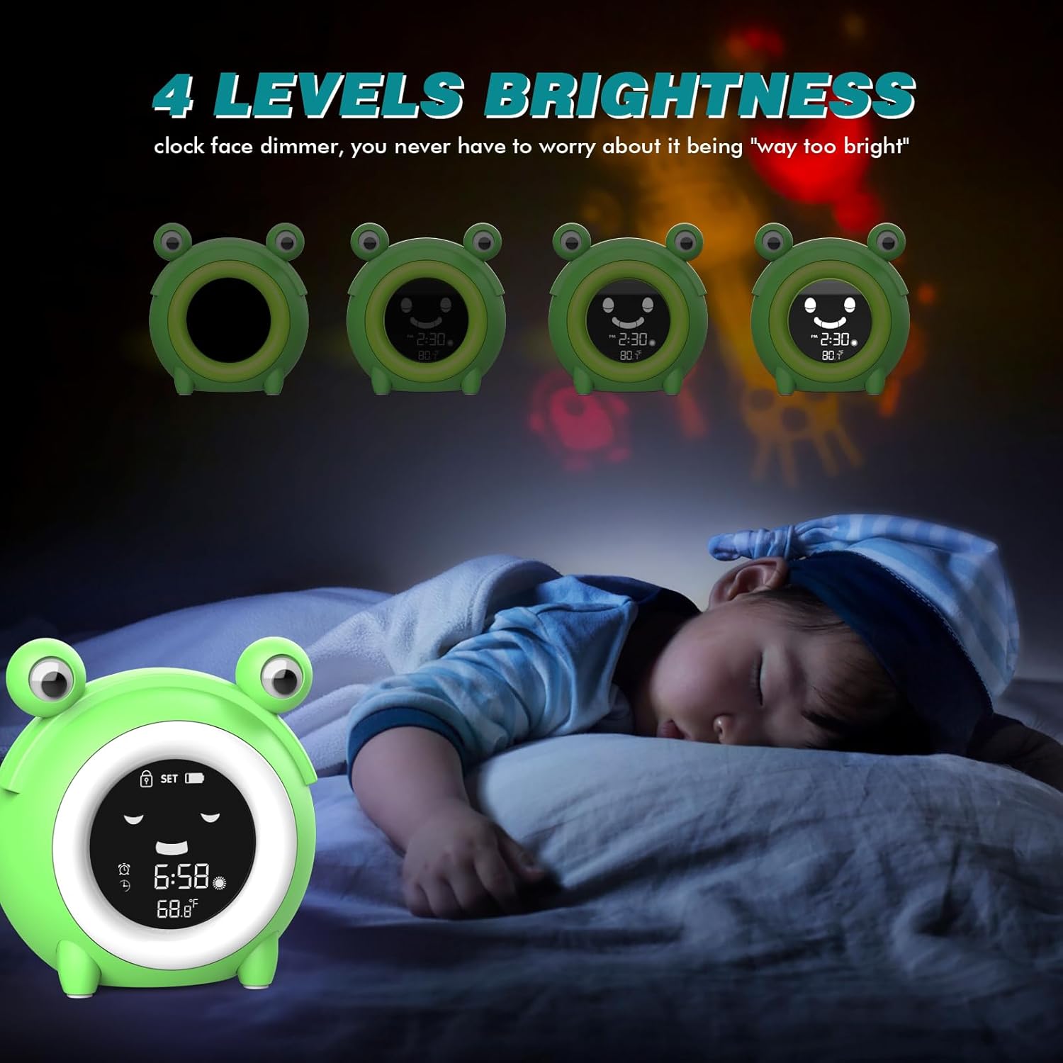 Kids Alarm Clock with Night Light and Sleep Sounds