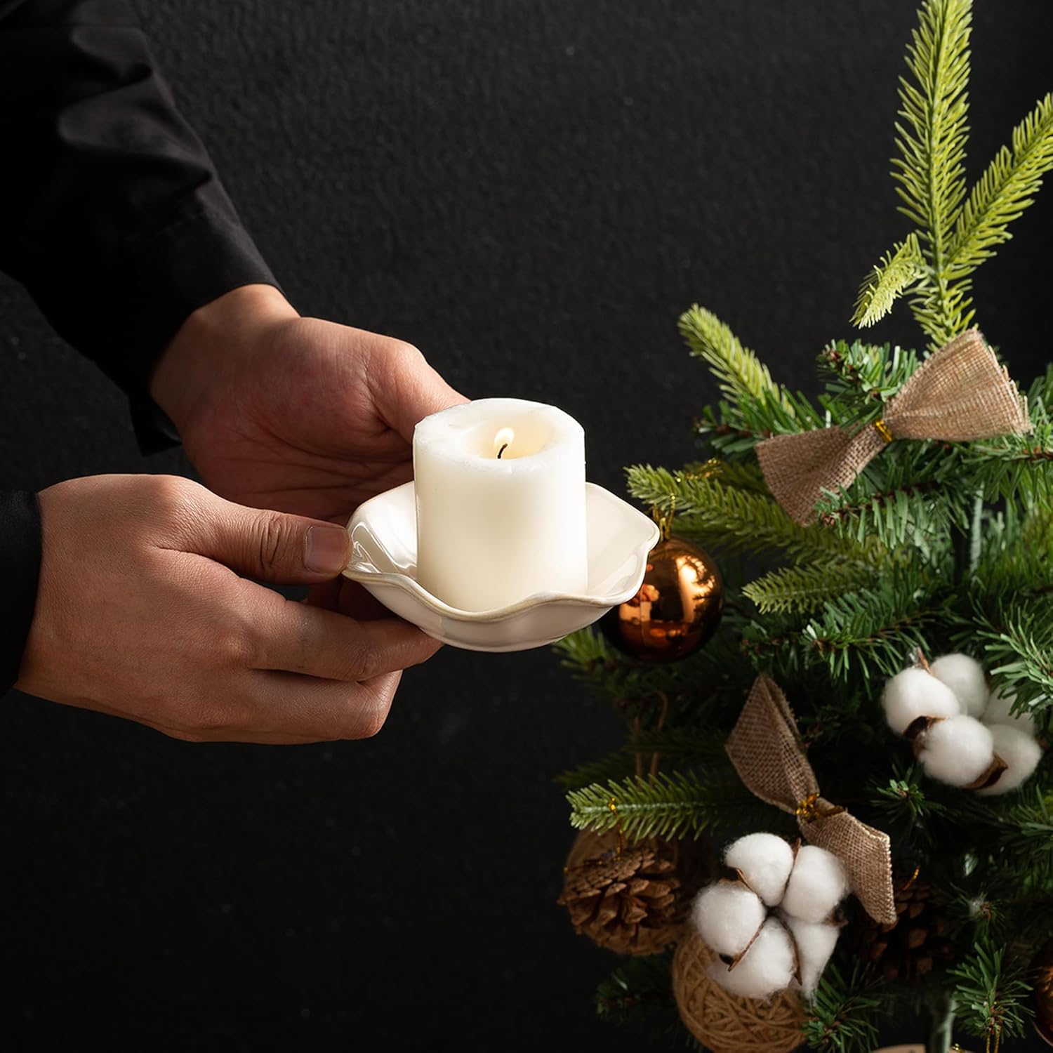 BEUNAIZER Candle Holder for Pillar Candles White