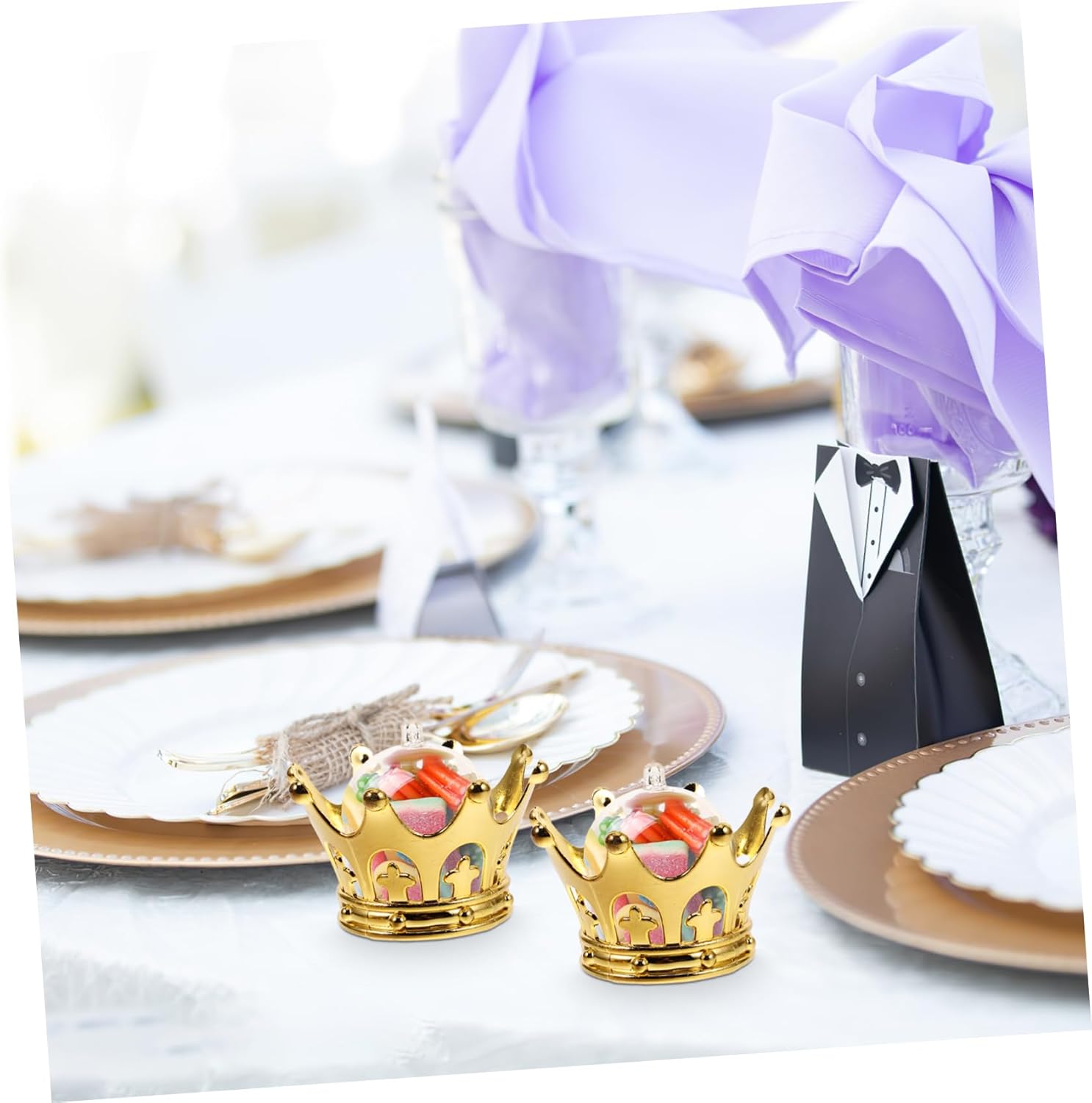 12pcs Electroplated Gold Silver Candy Box Princess Party Favor Wedding Favors