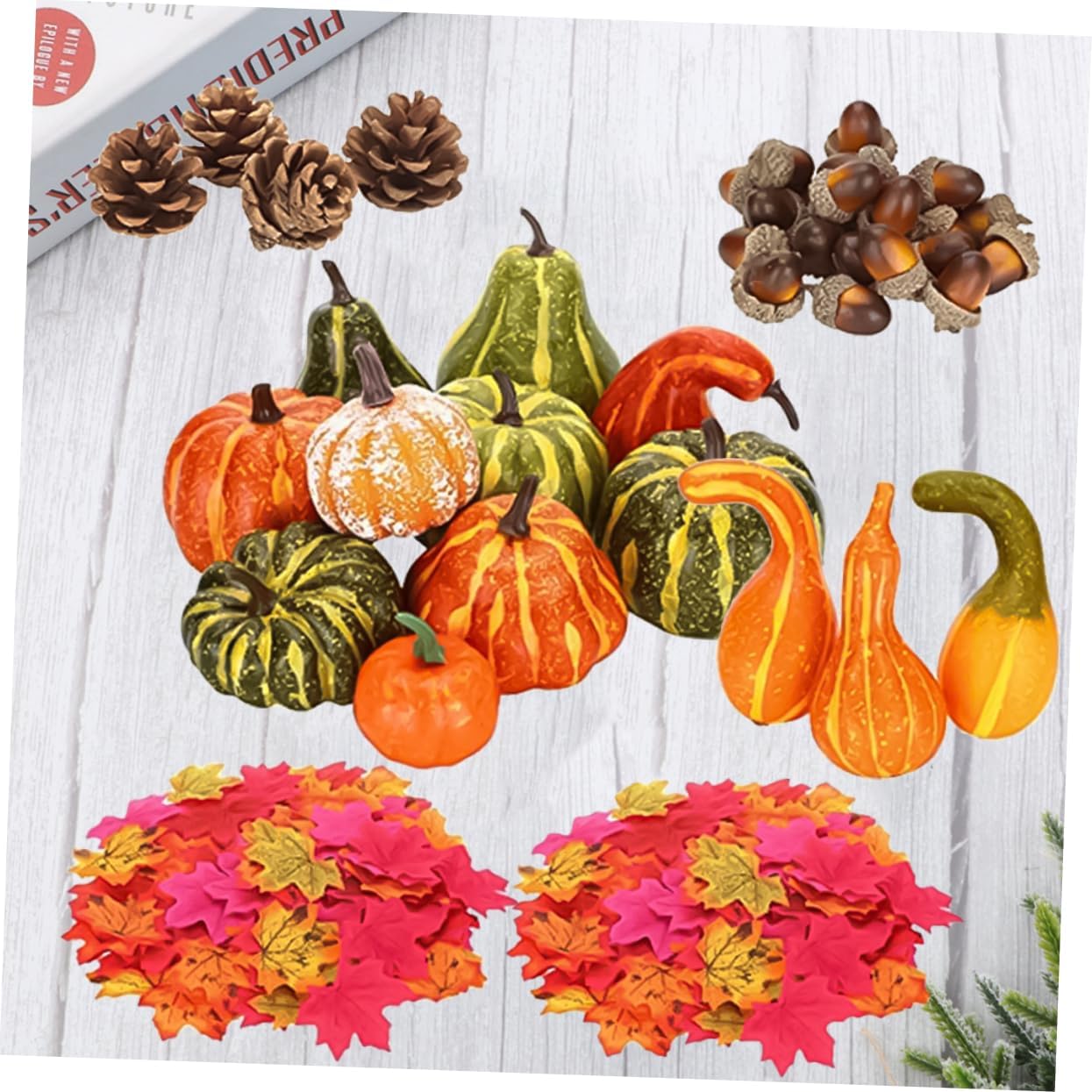 141pcs Artificial Pumpkin and Acorn Decorations for Halloween