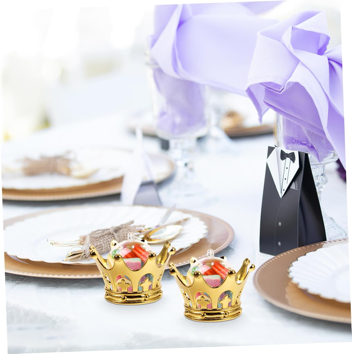MAGICLULU 12pcs Luxury Crown Candy Boxes for Birthday and Wedding Favors