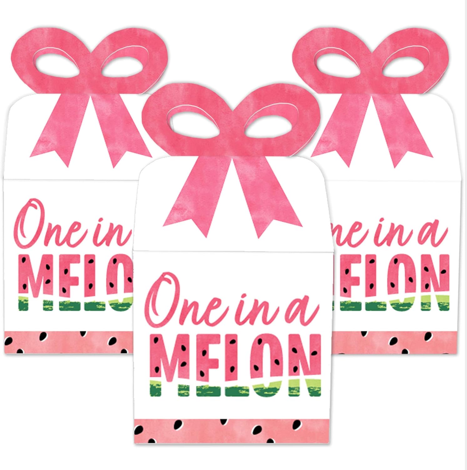 Big Dot of Happiness Sweet Watermelon Bow Boxes Set of 12