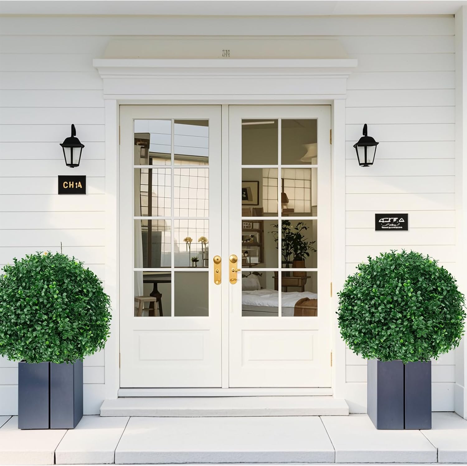 EverNature Artificial Topiary Ball Trees 2 Set UV Resistant