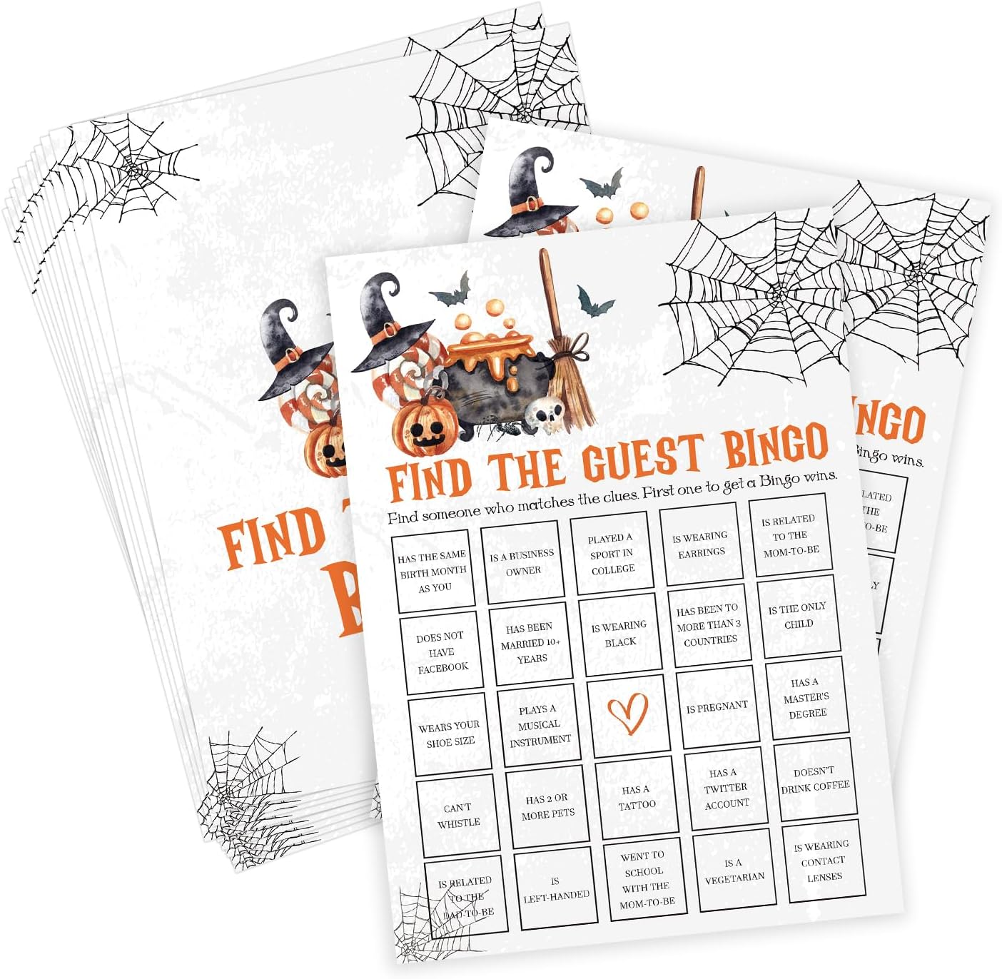 Tuyashua Halloween Guest Bingo Game Set of 30 Cards
