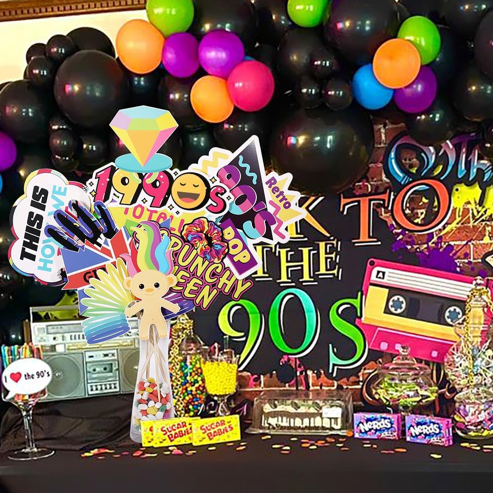 Tvorvik 90s Photo Booth Props 39pcs Hip Hop Decorations