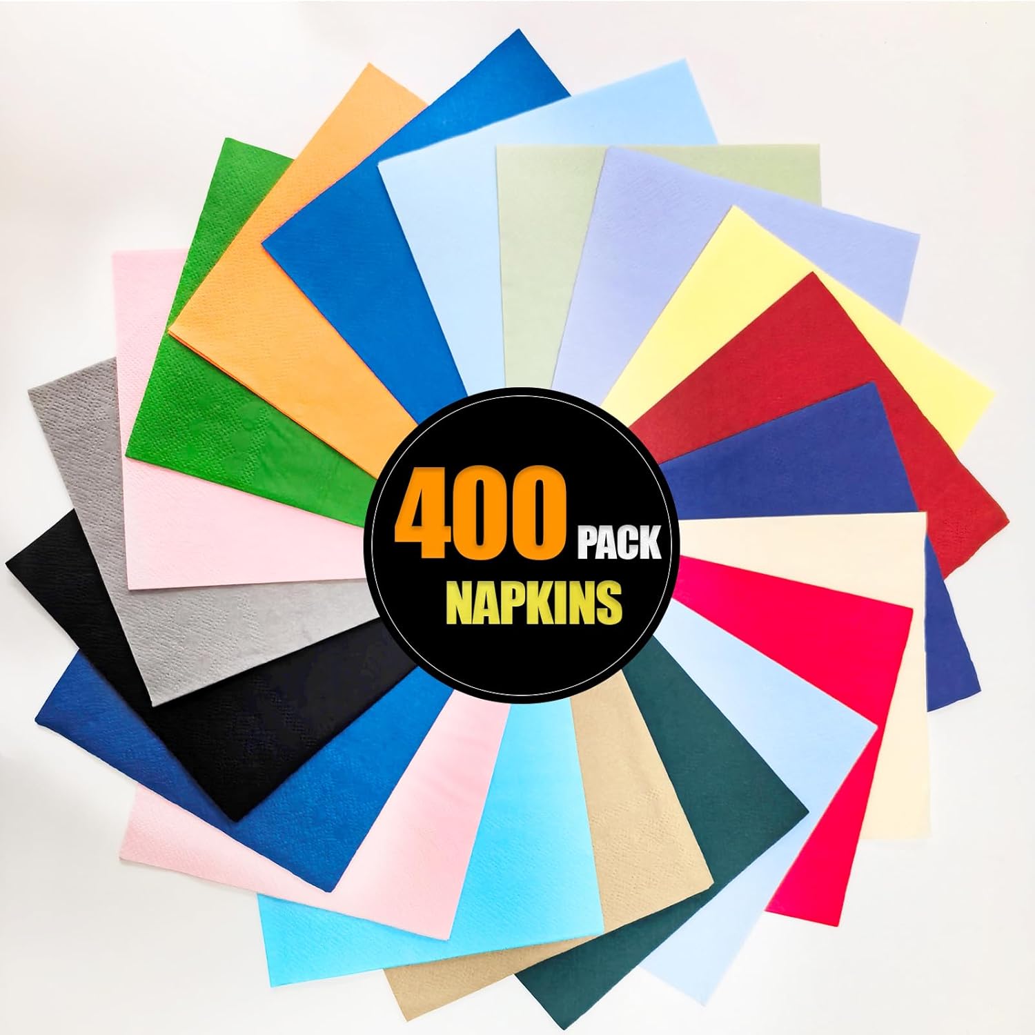 400 Pack Cocktail Napkins 20 Colors 10x10 Inch