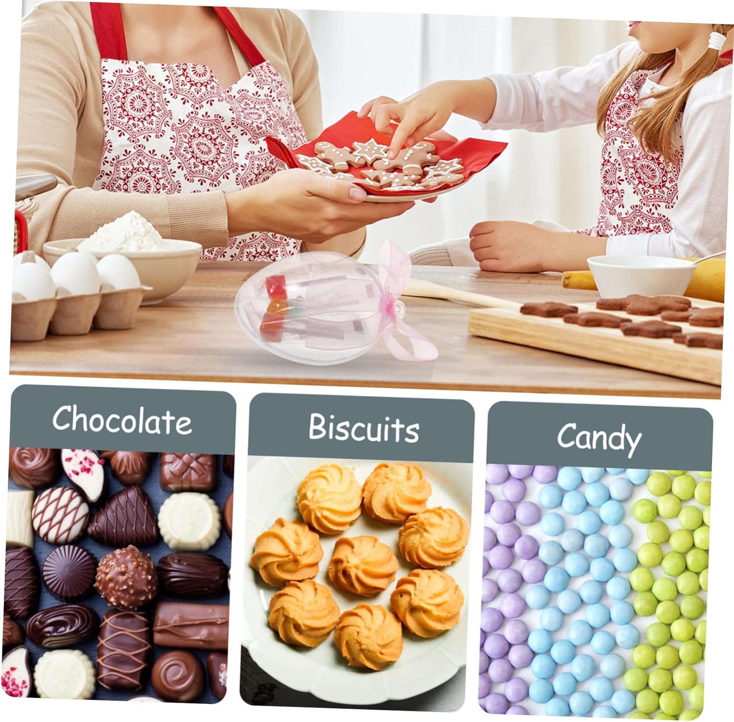 LIFKOME 6Pcs Clear Egg Shape Candy Boxes for Party Favors