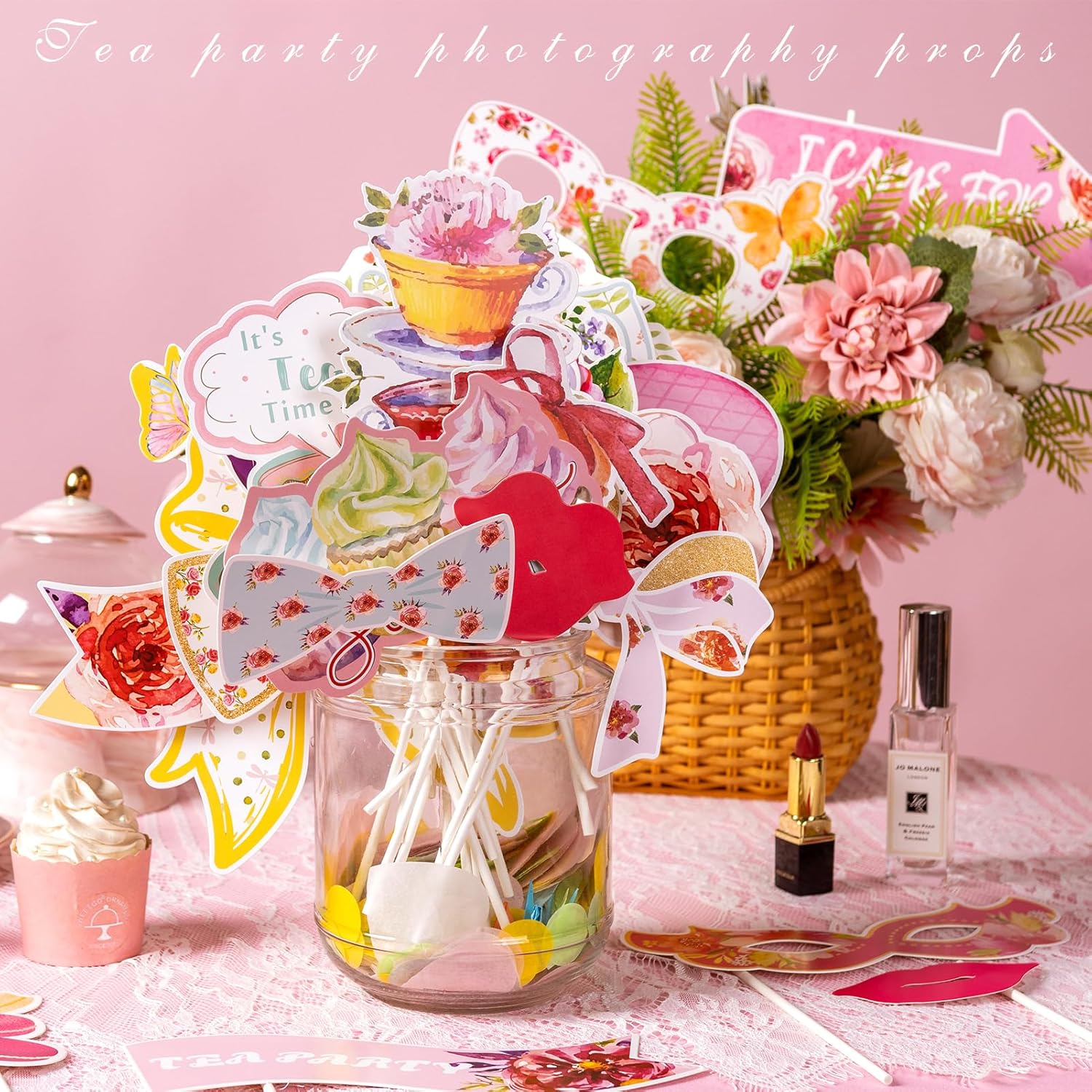 Paper Jazz Tea Party Photo Booth Props 14 Pcs