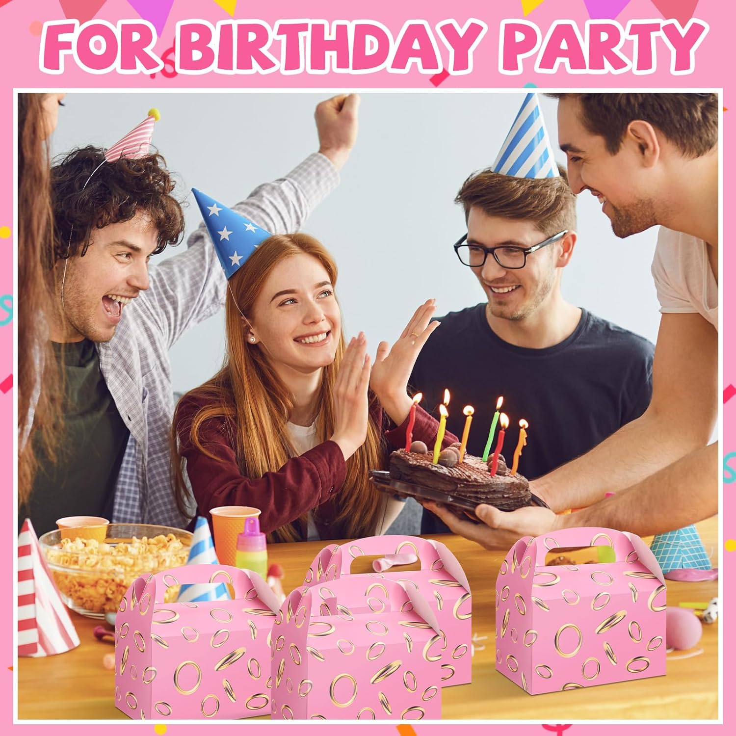 Marspark 24 Pack Pink Gold Ring Party Favor Boxes