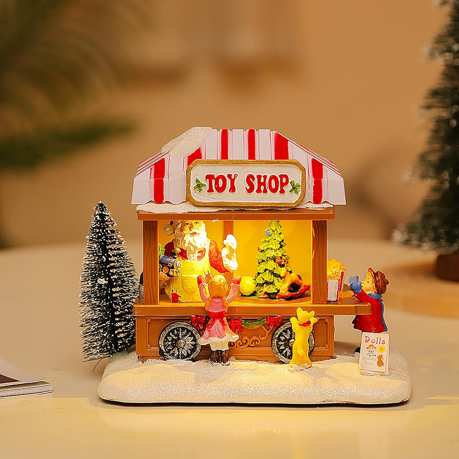 JUMXSRLE Christmas Village Houses LED Lighted Decor