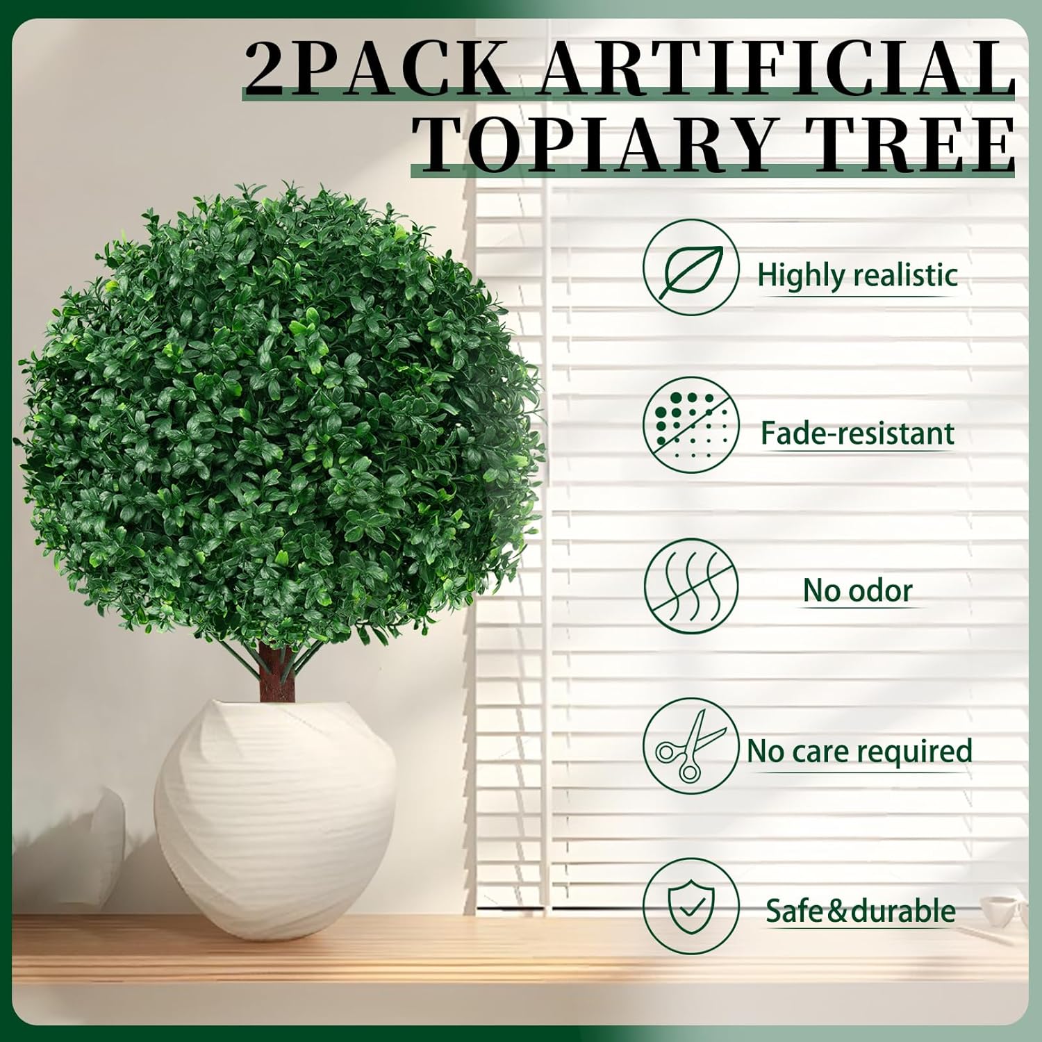 EverNature Artificial Topiary Ball Trees 2 Set UV Resistant