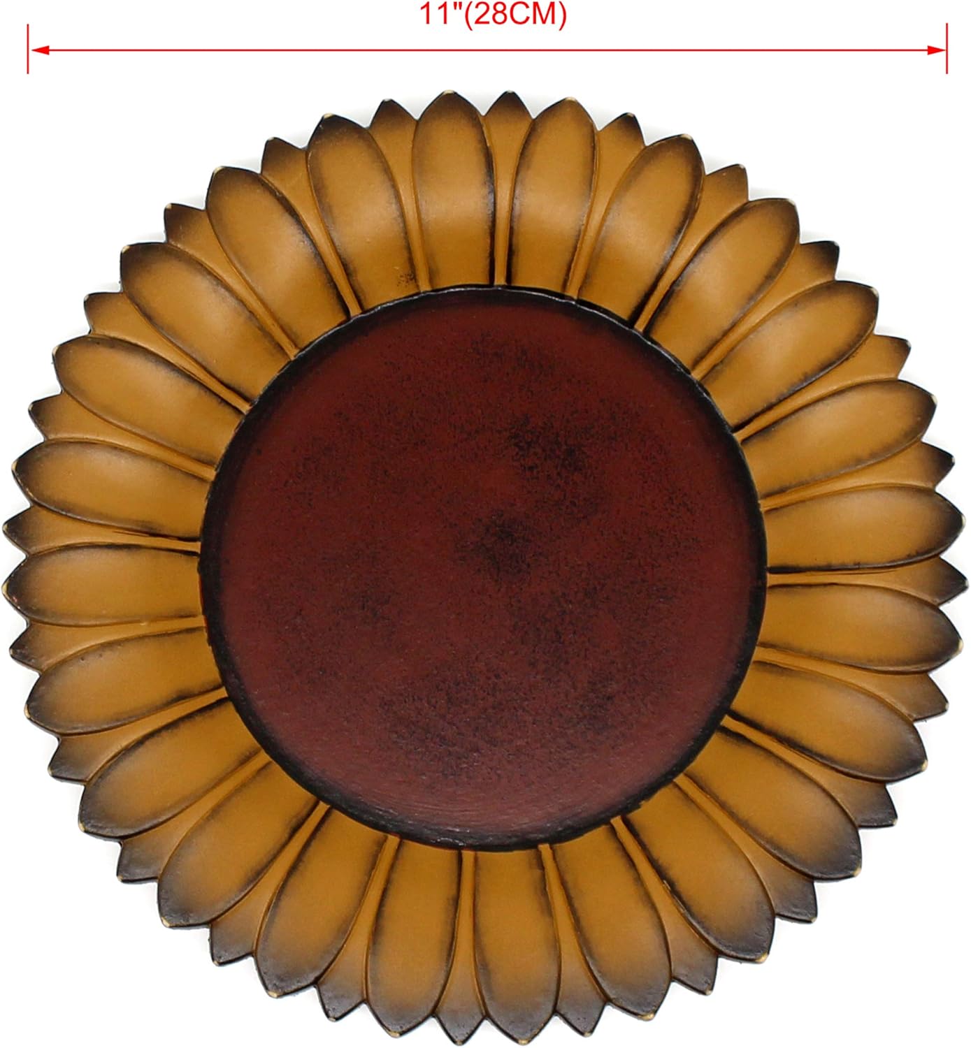 CVHOMEDECO Sunflower Shape Wooden Plate 11 Inch