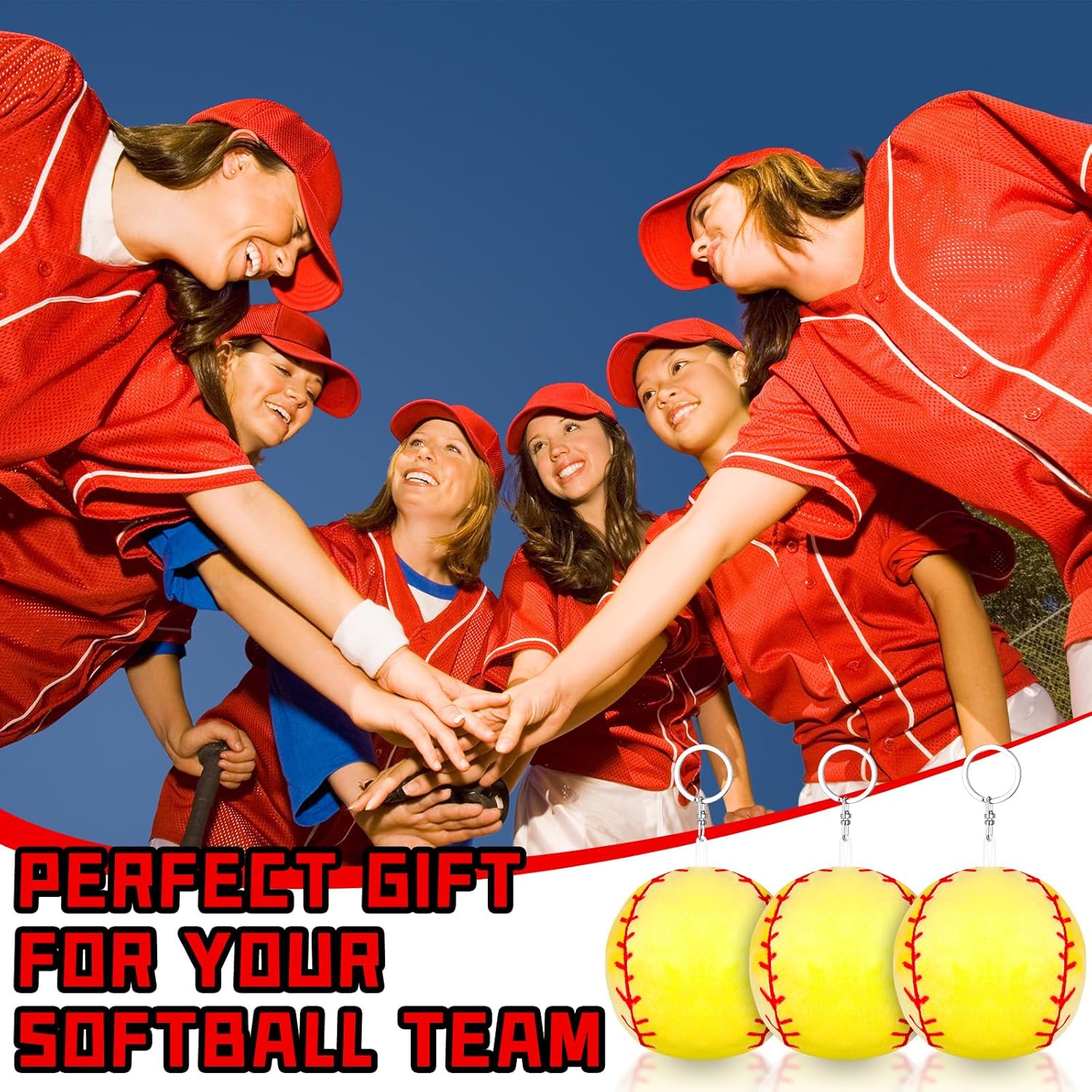 12 Pcs Plush Softball Keychains 43 Inch Team Spirit Keyrings