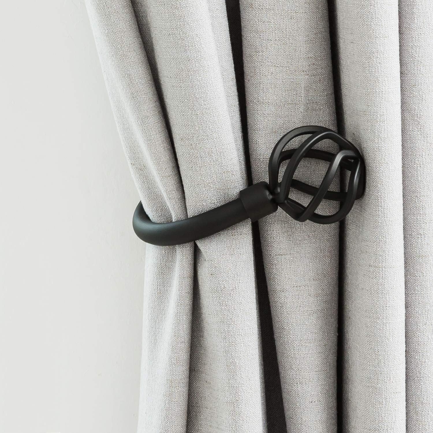 Geometric Industrial Curtain Holdbacks 2pc Solid Cast Iron Tiebacks