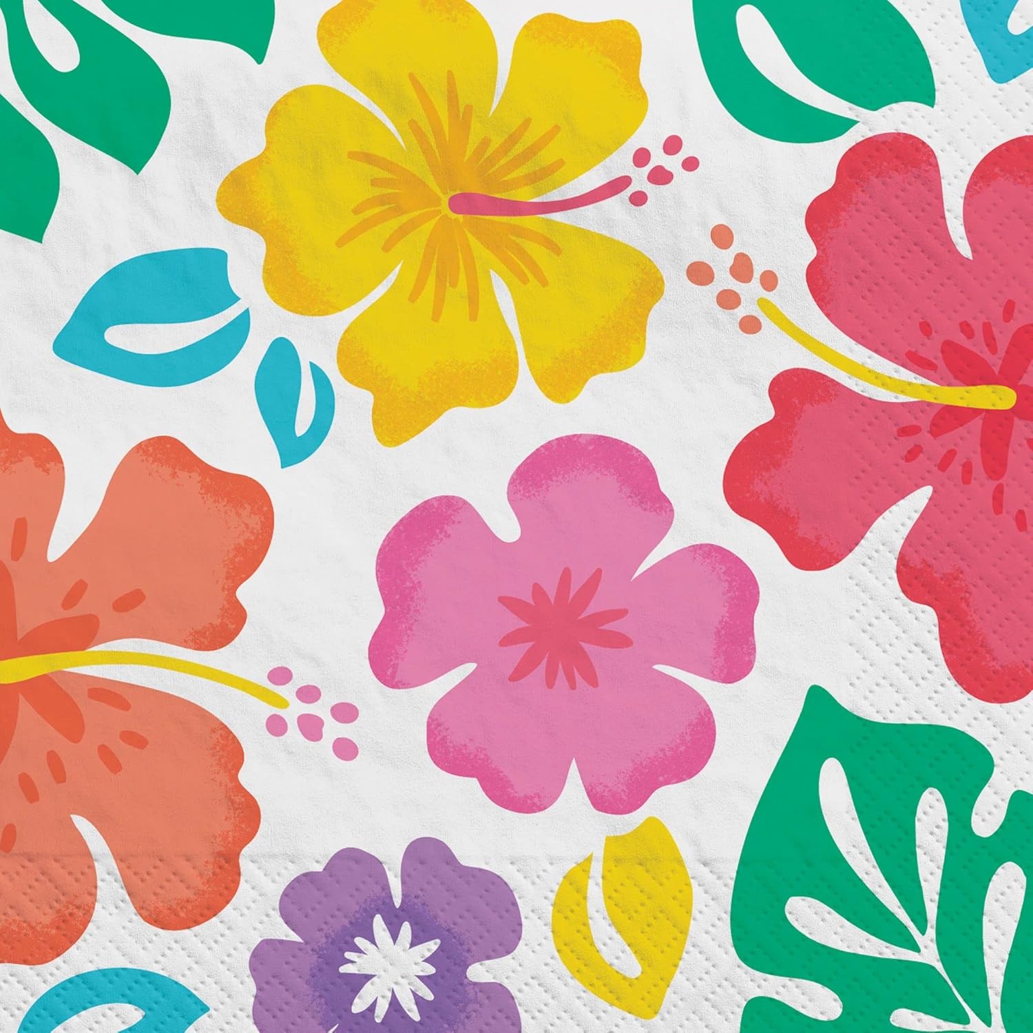 Multicolor Hibiscus Beverage Napkins 5x5 Pack Of 16