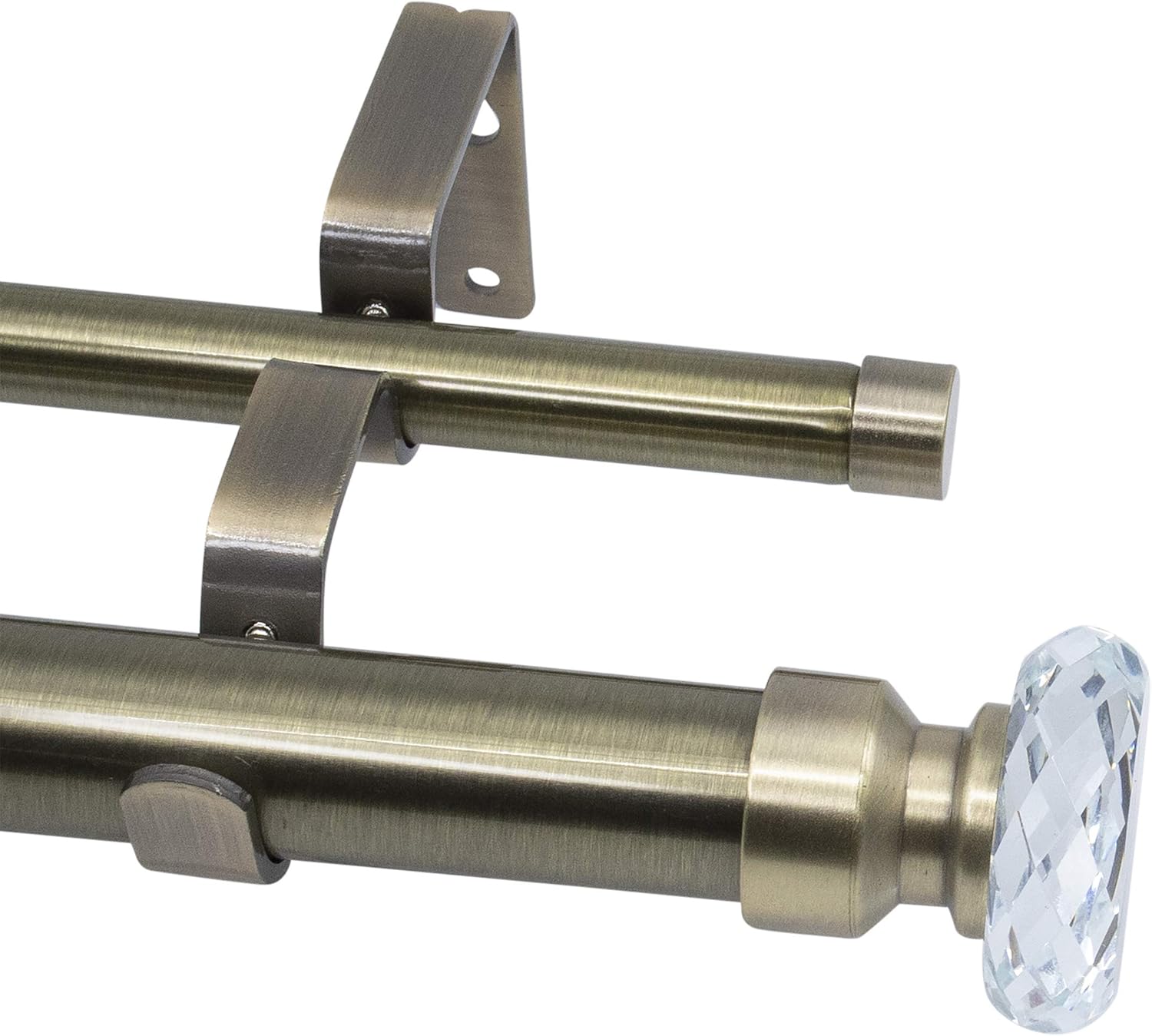 MERIVILLE 1 Inch Double Curtain Rod with Crystal Finials