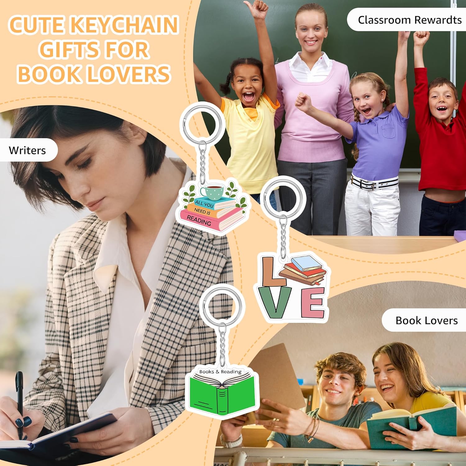 24Pcs Book Themed Keychain Set for Readers and Book Lovers