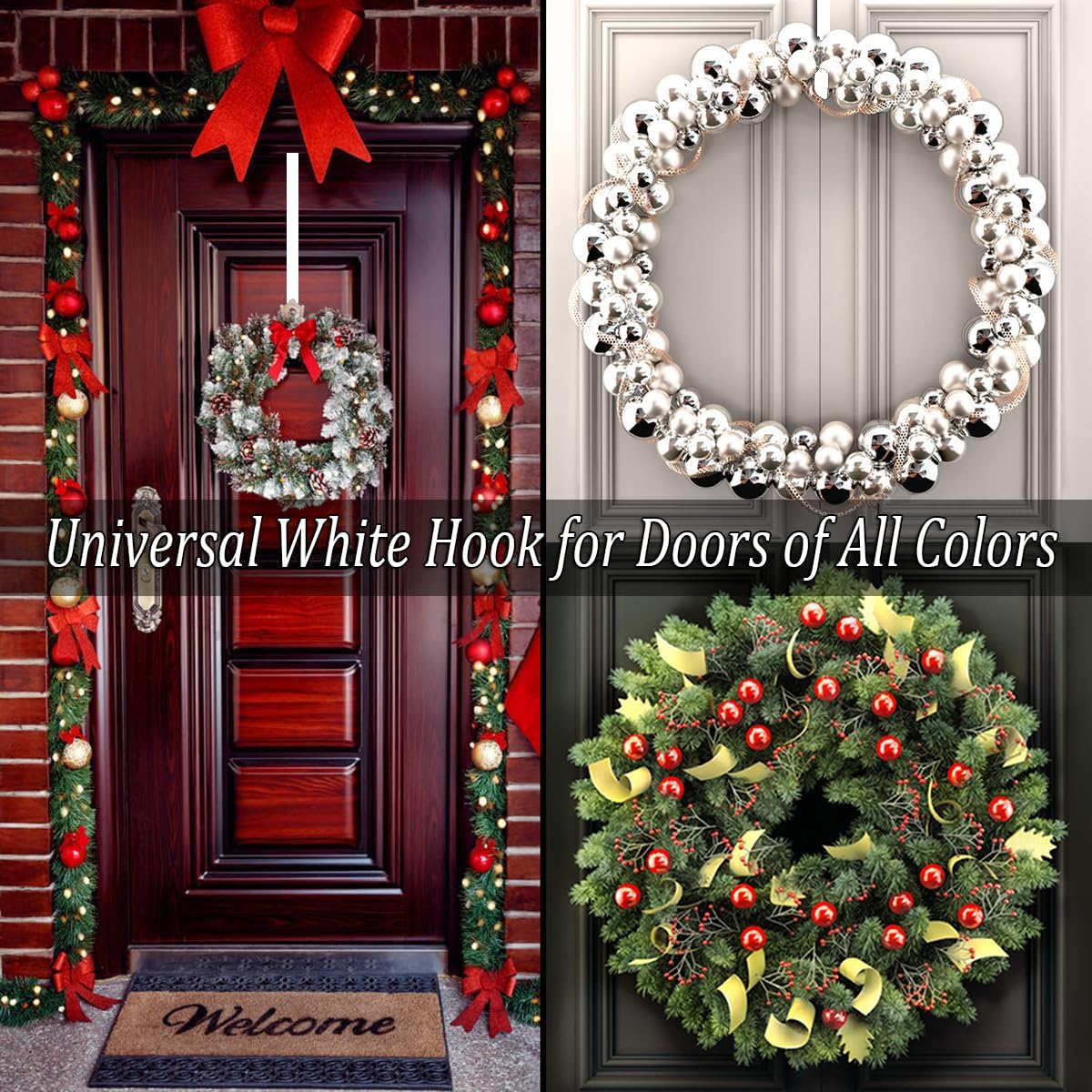 Osgow 15 Inch Wreath Hanger Steel Door Hook White
