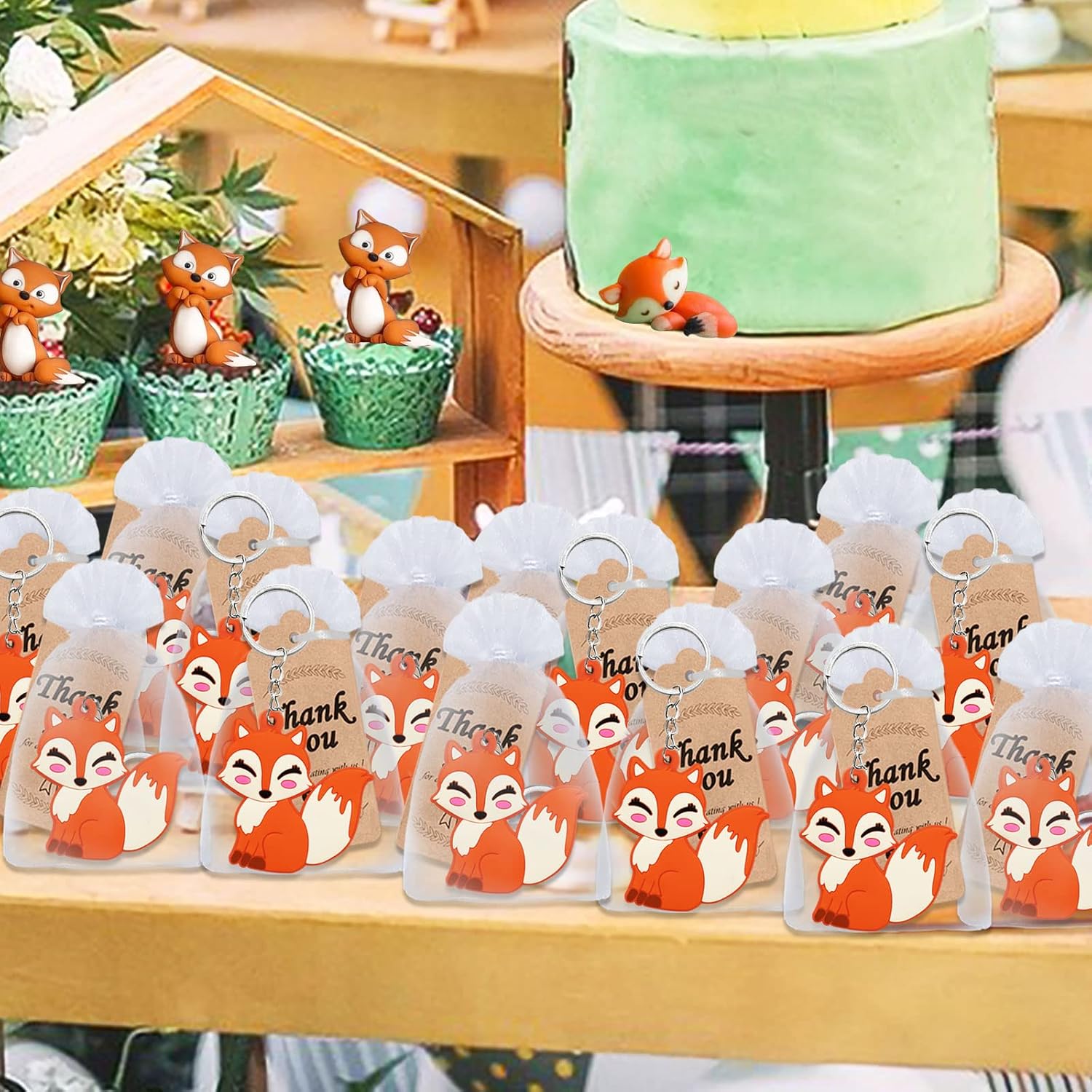 40 Pack Fox Keyring Party Favor for Wild Themed Events