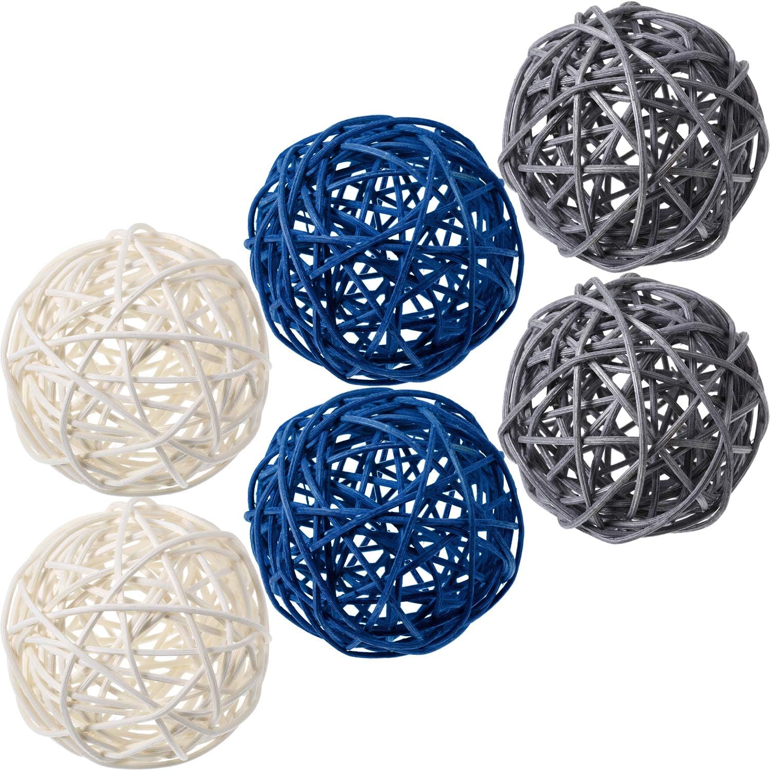 Yaomiao 6 Piece Wicker Rattan Orbs Decorative Vase Fillers Set