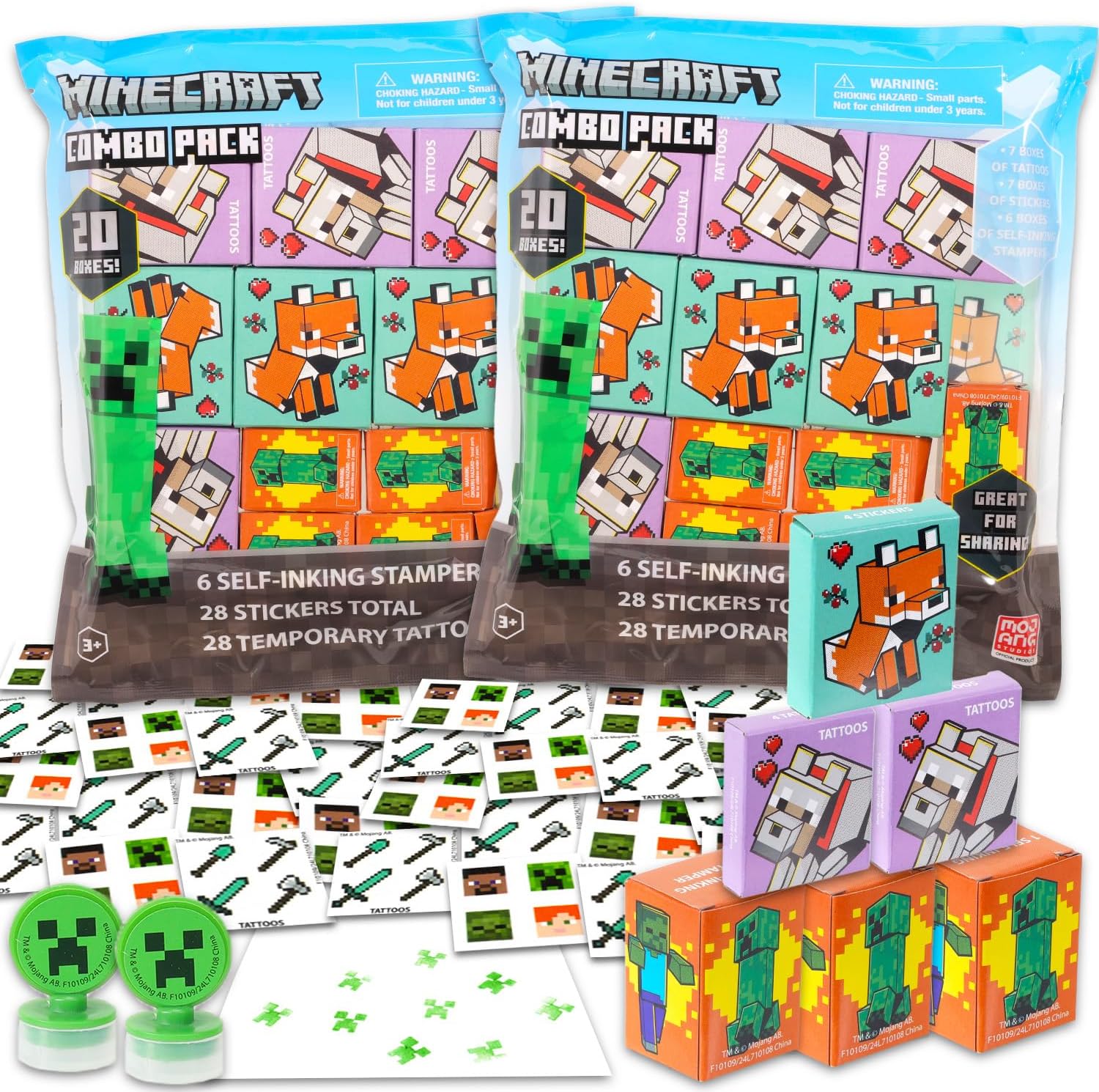 Minecraft Holiday Gift Exchange Set with 40 Party Favor Boxes