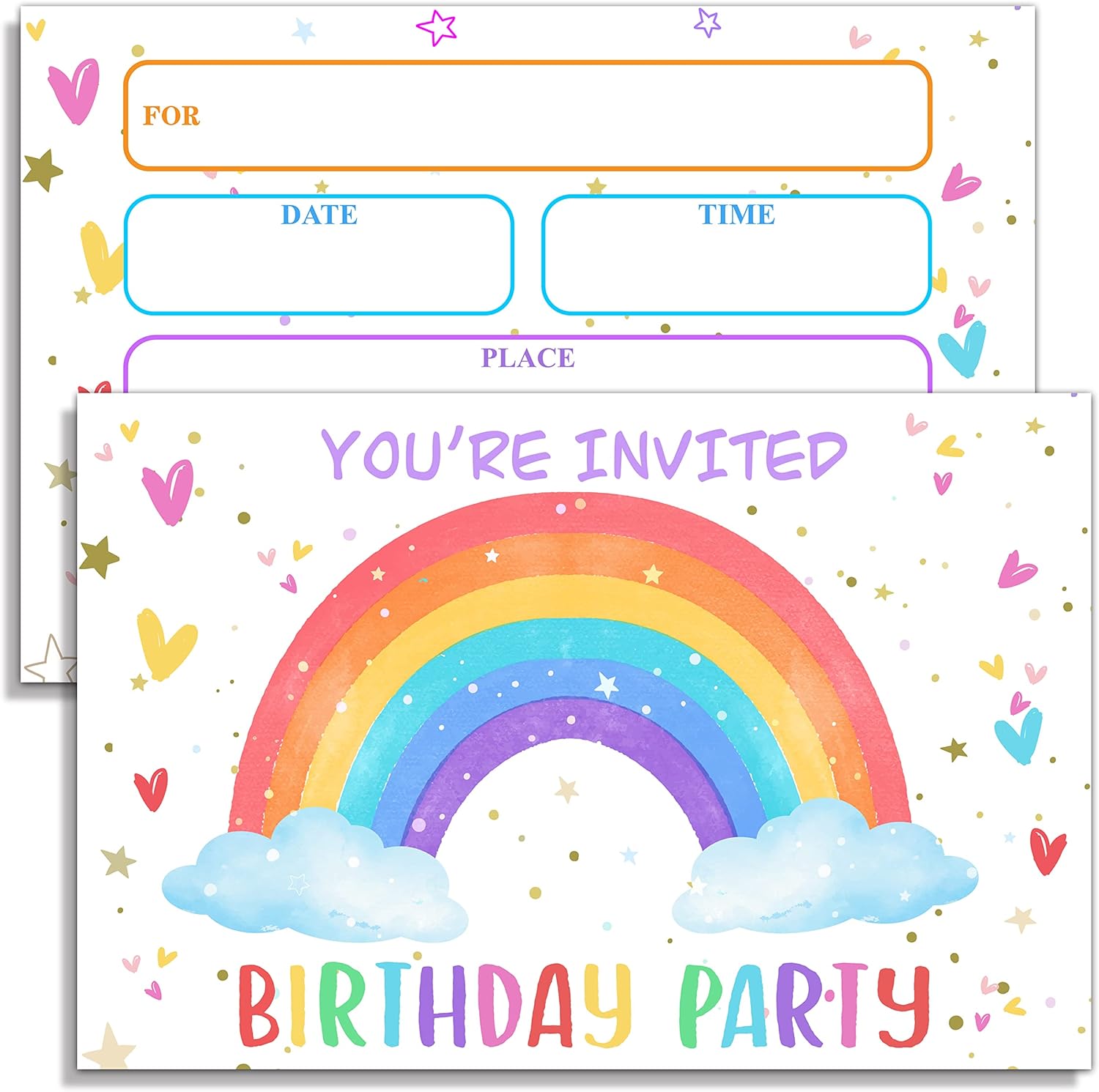 YSTEP Rainbow Birthday Invitations 4x6