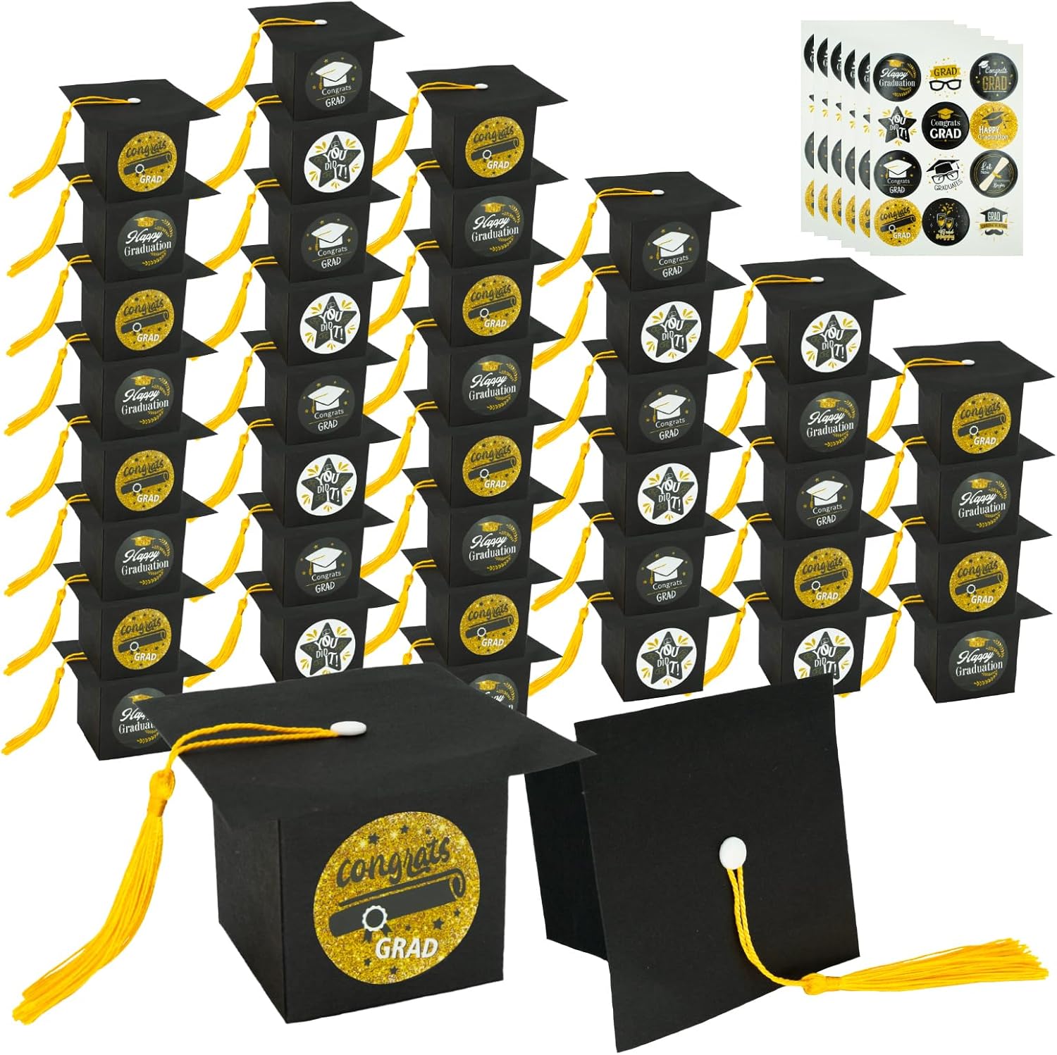Phedrew Graduation Candy Boxes with Stickers