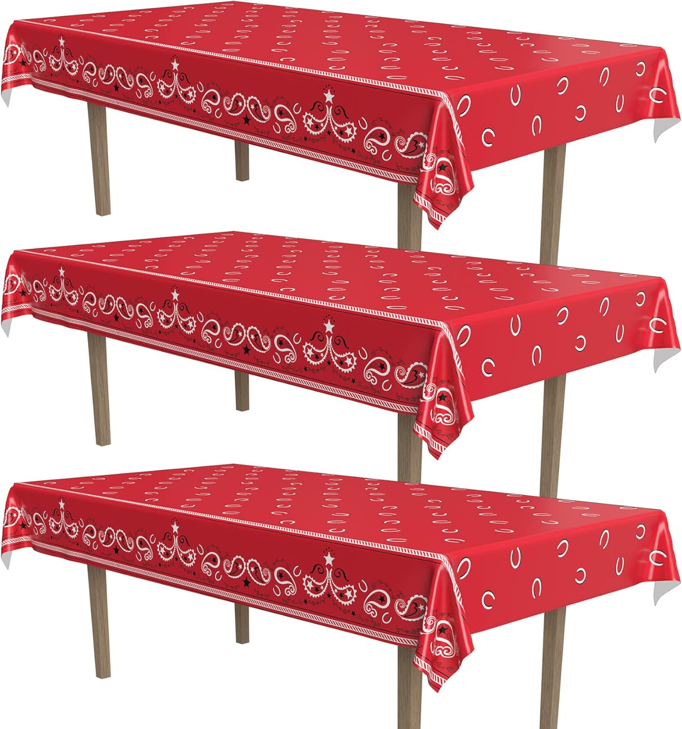 Beistle Red Bandana Table Covers 3 Pack