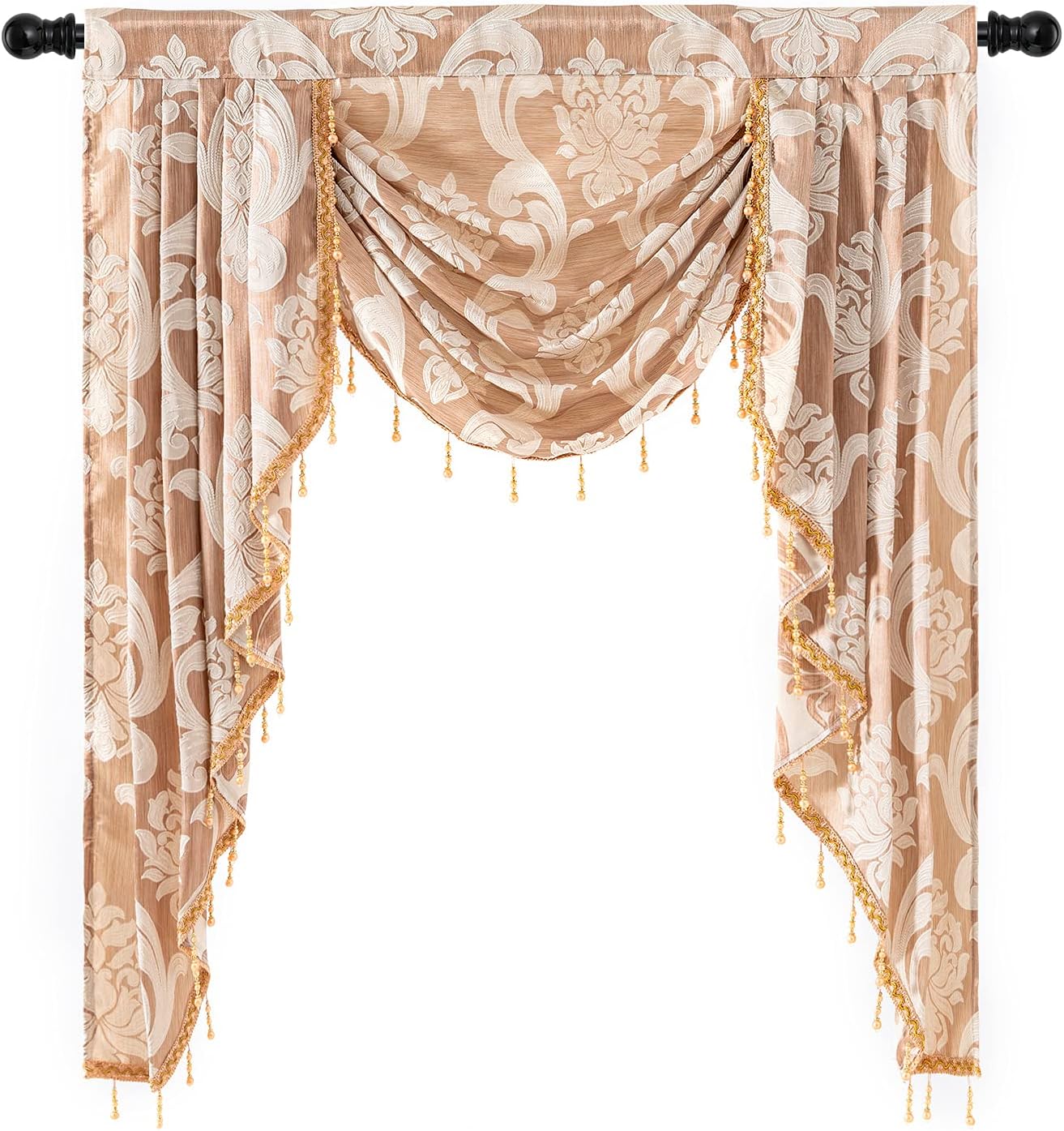 NAPEARL Beige Waterfall Valance for Living Room
