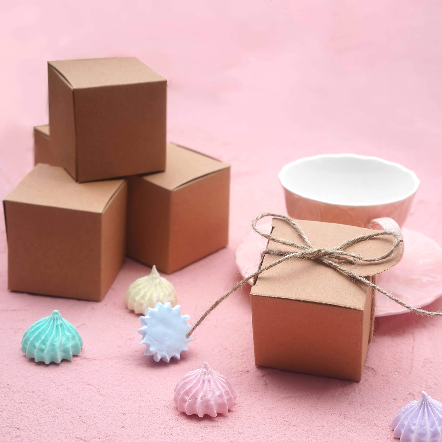 AWESON PARTY Kraft Paper Cube Favor Box Kit 50pc