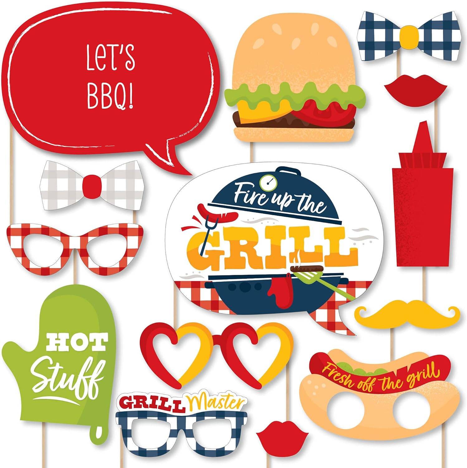 Fire Up the Grill Photo Booth Props Kit - 20 Count