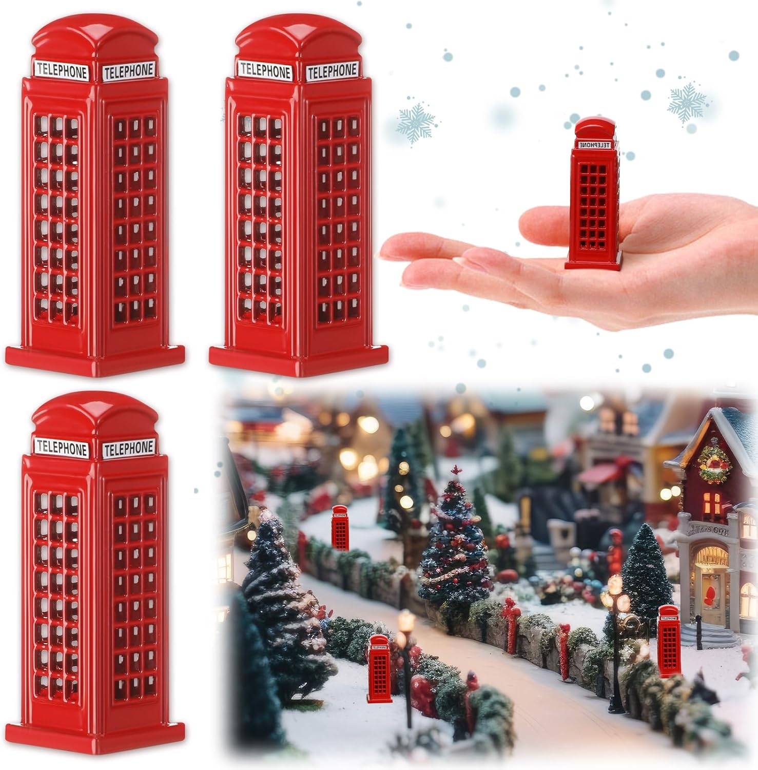 3 Pcs Christmas Mini Village Accessories Retro Decor