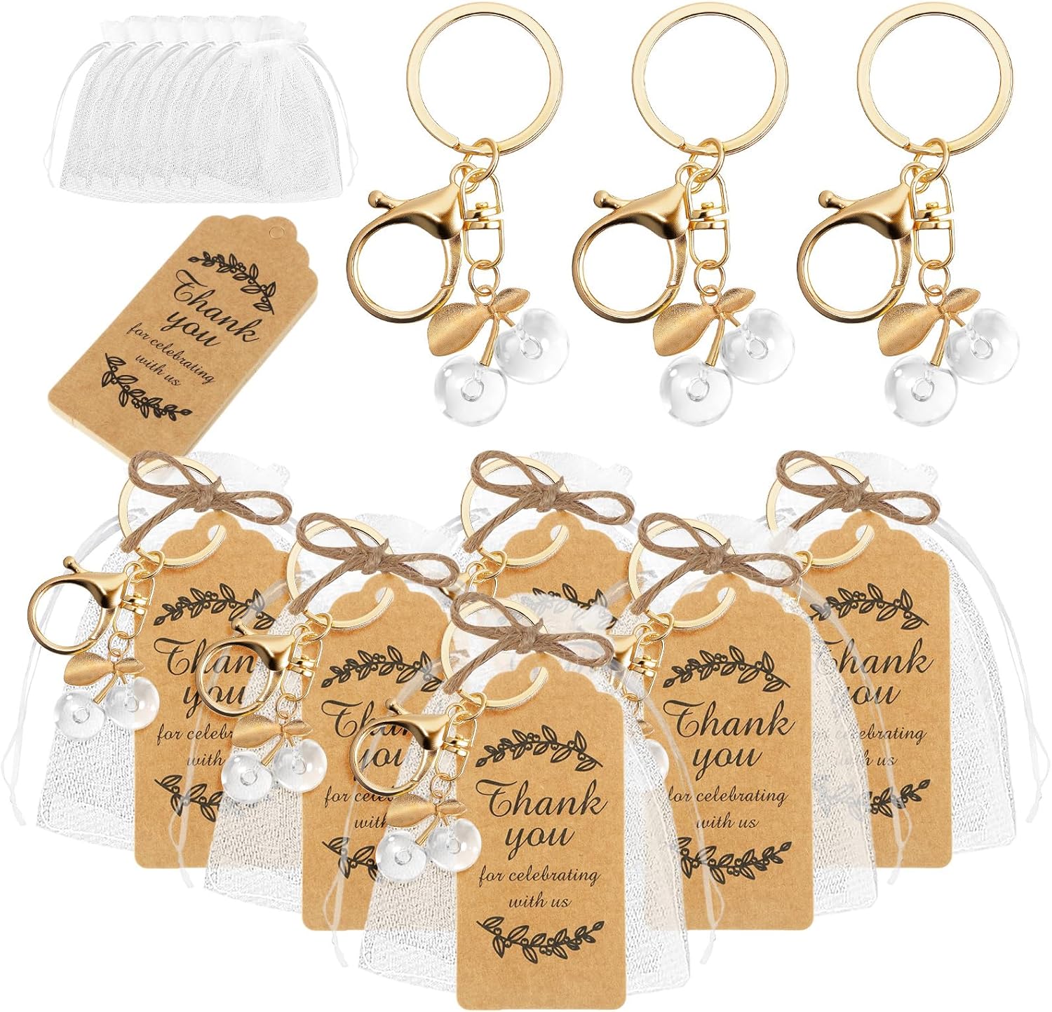 20 Piece Cherry Keychain Gift Set for Events