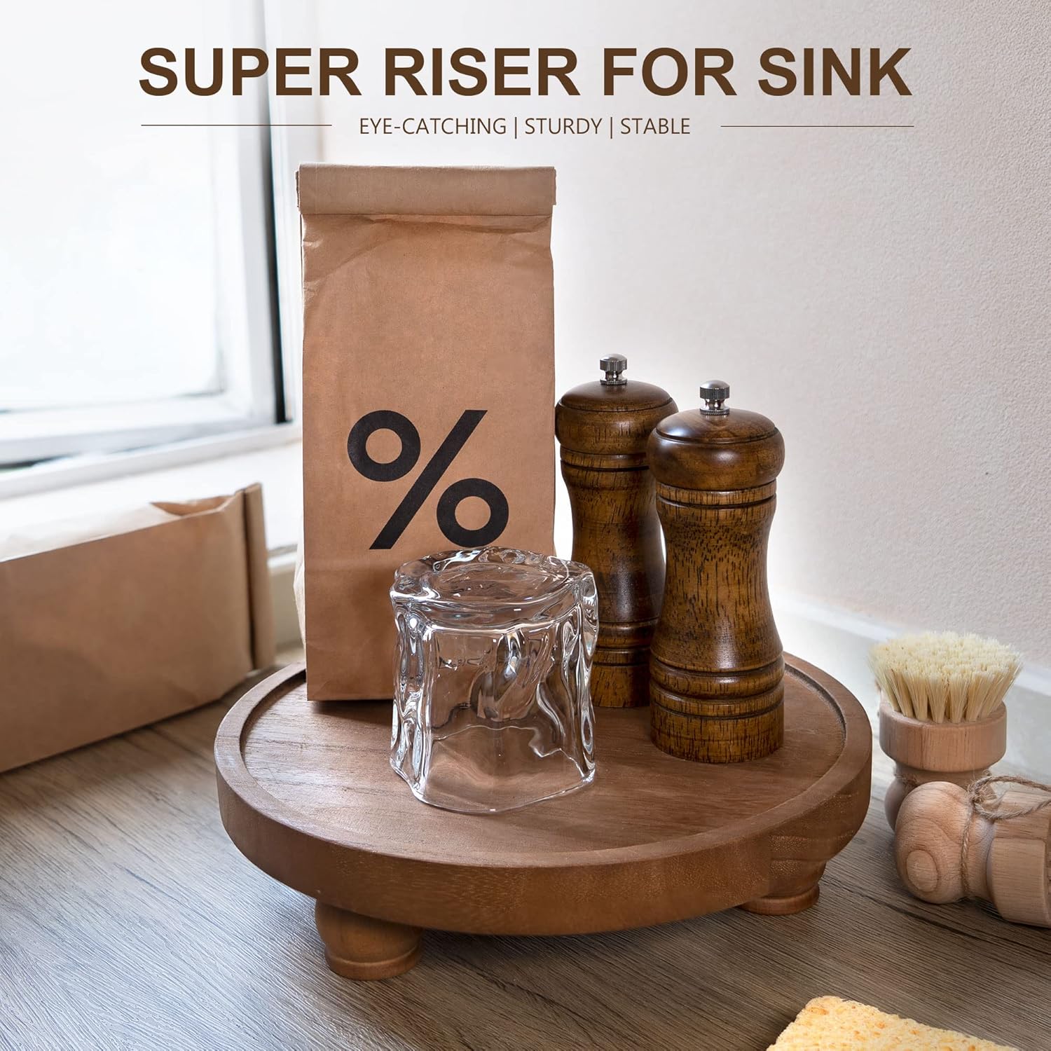 EOSAHR Rustic Wood Risers for Home Decor
