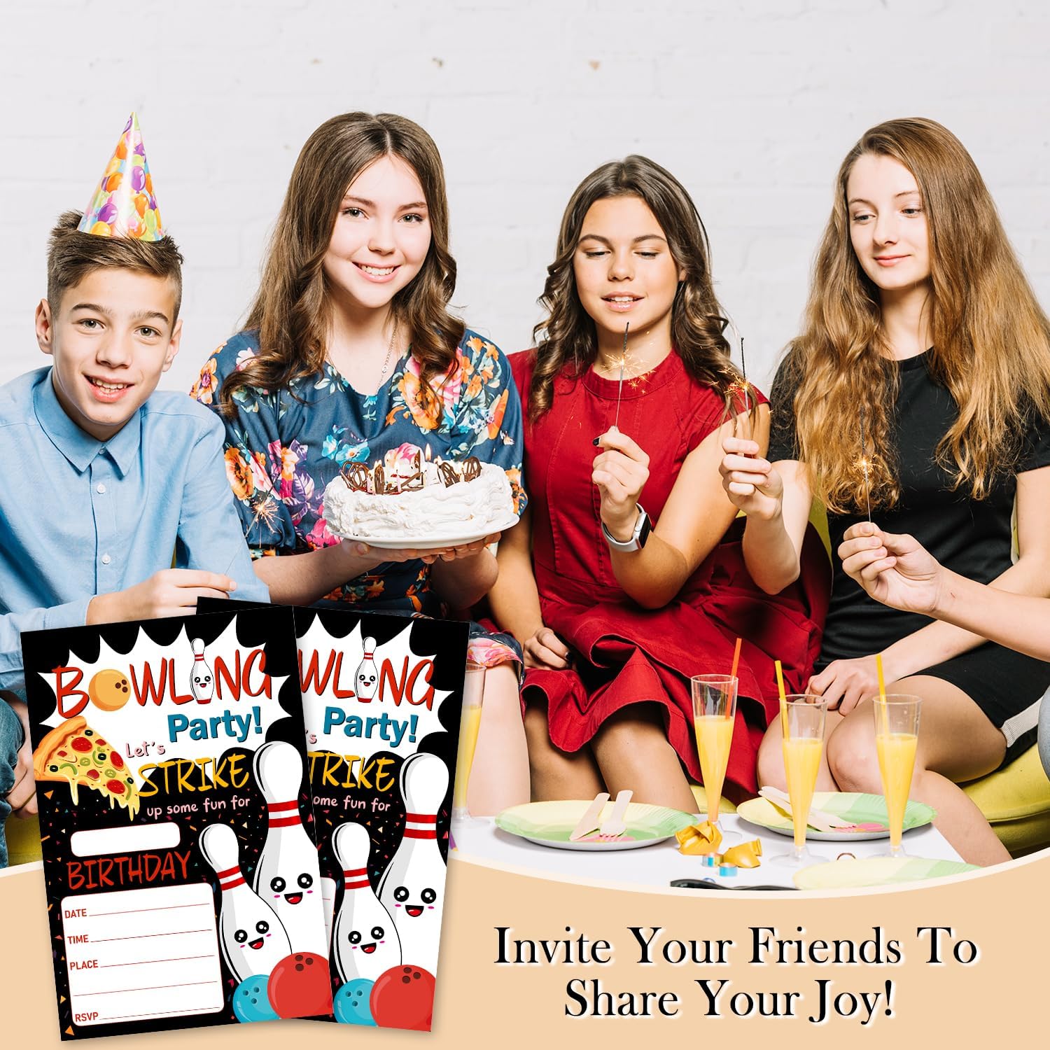 Bowling Birthday Invites Cards For Kids 20 Fun Party Invitations With Envelopes