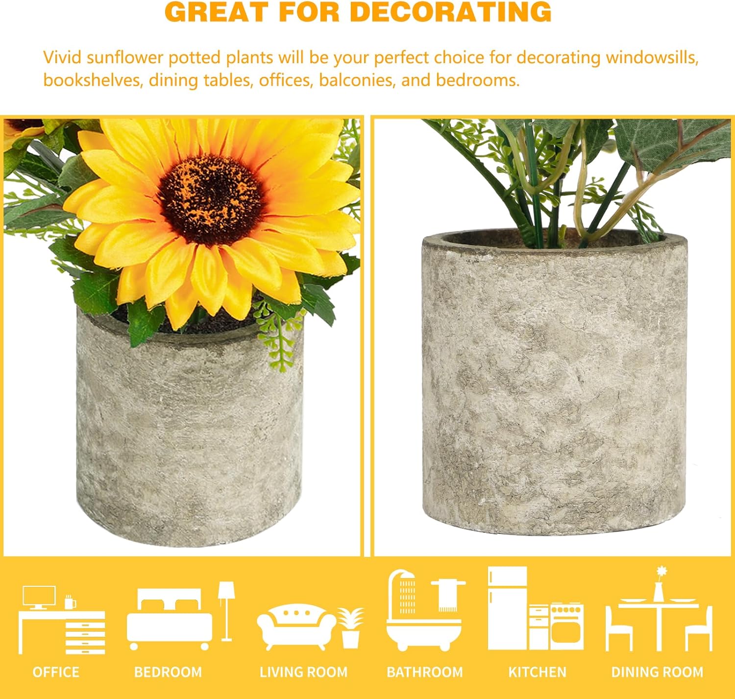 COCOBOO Sunflower Artificial Flower Pot for Home Decor