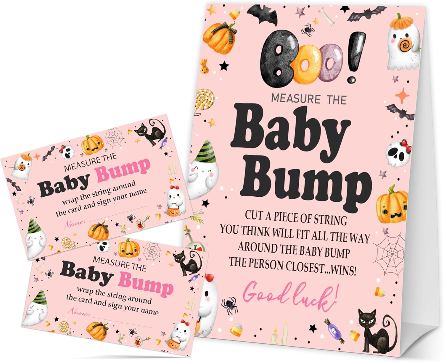 Halloween Baby Shower Games with Bump Sign and Guessing Cards