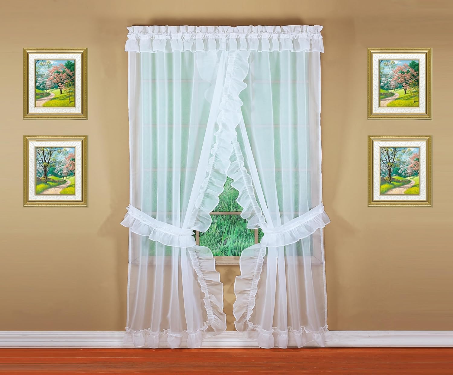 Todays Curtain Emelia Priscilla Sheer Pair 60x84 White 5-Piece Set