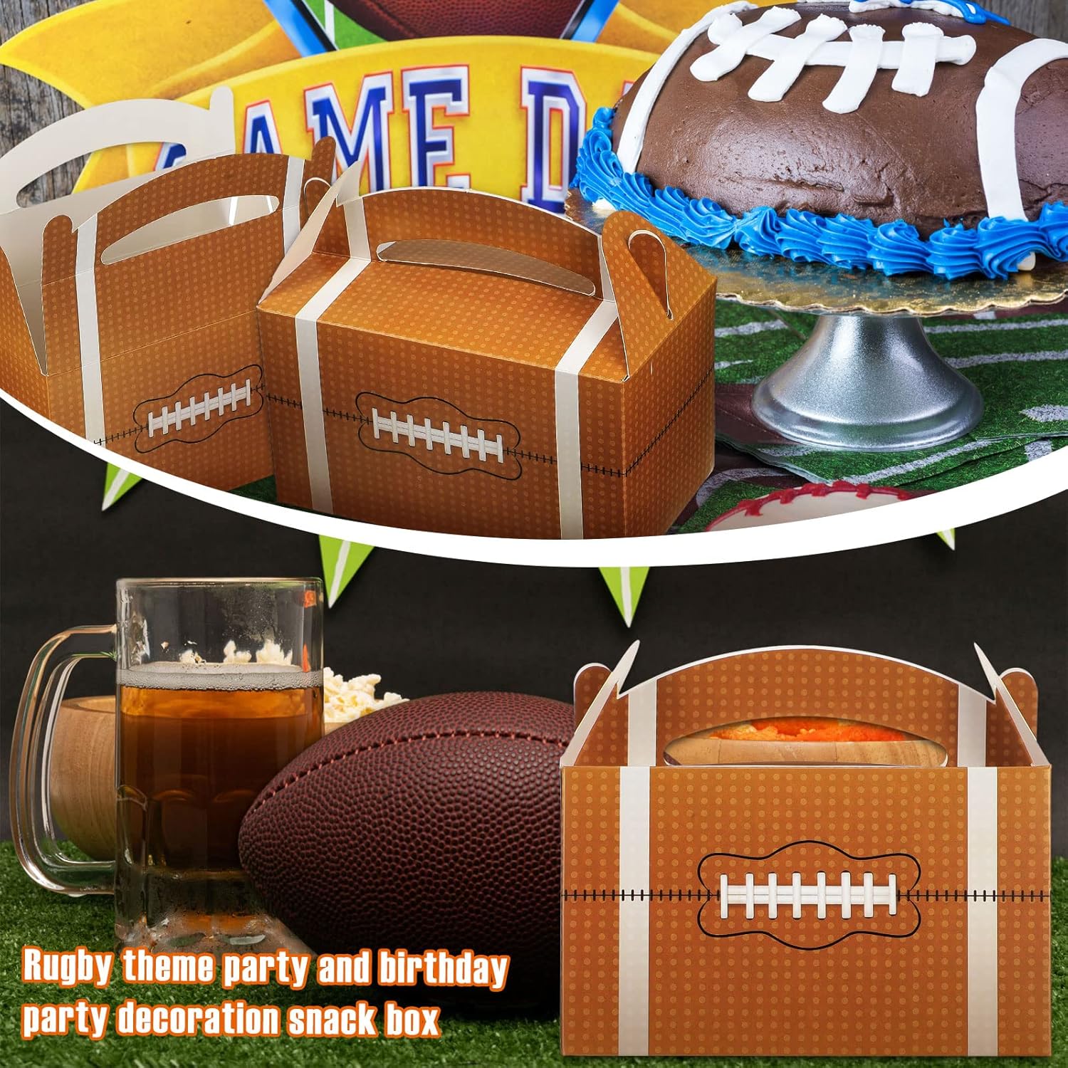 Zhehao 42 Pcs Football Treat Boxes with Handle