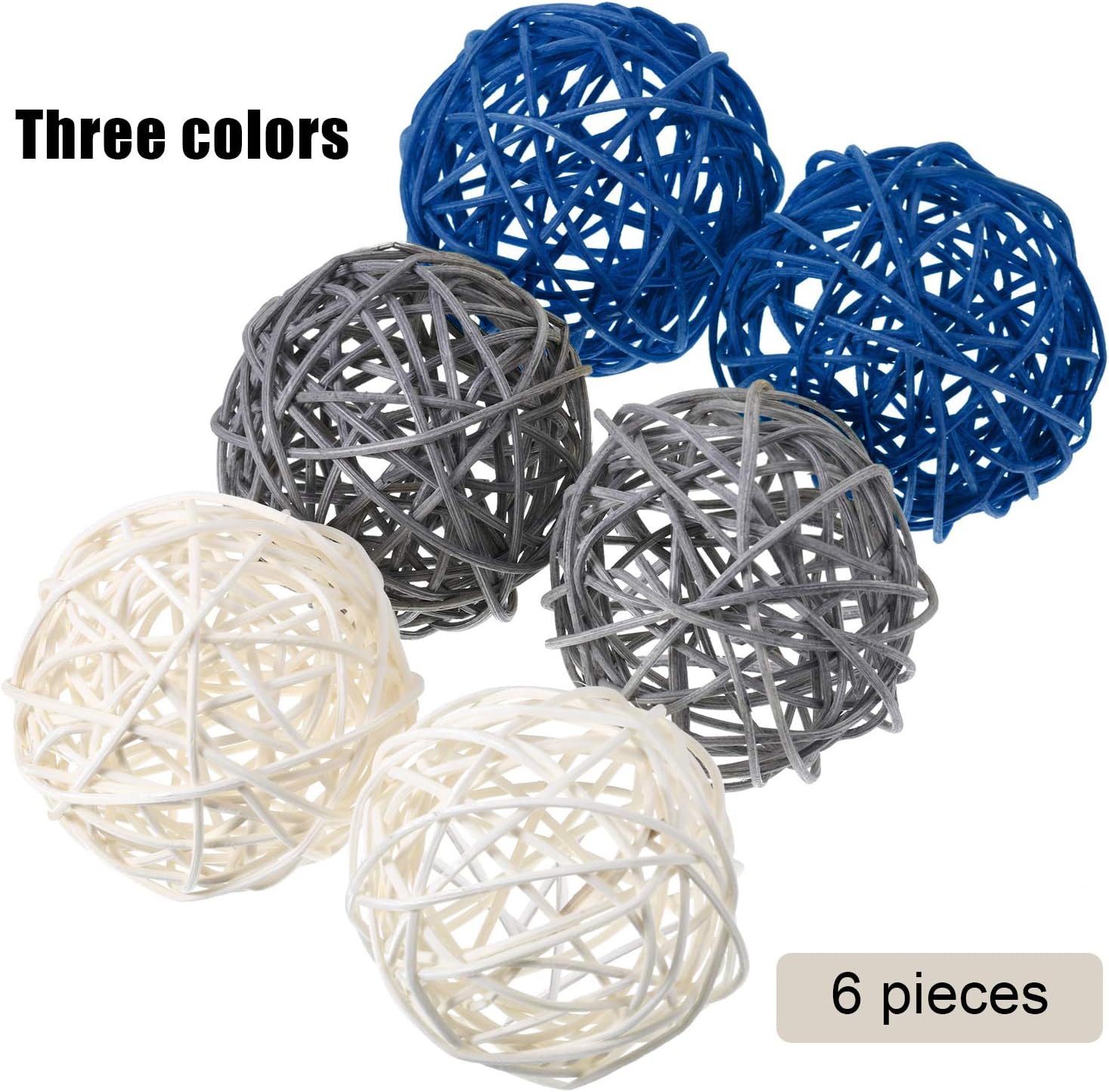 Yaomiao 6 Piece Wicker Rattan Orbs Decorative Vase Fillers Set