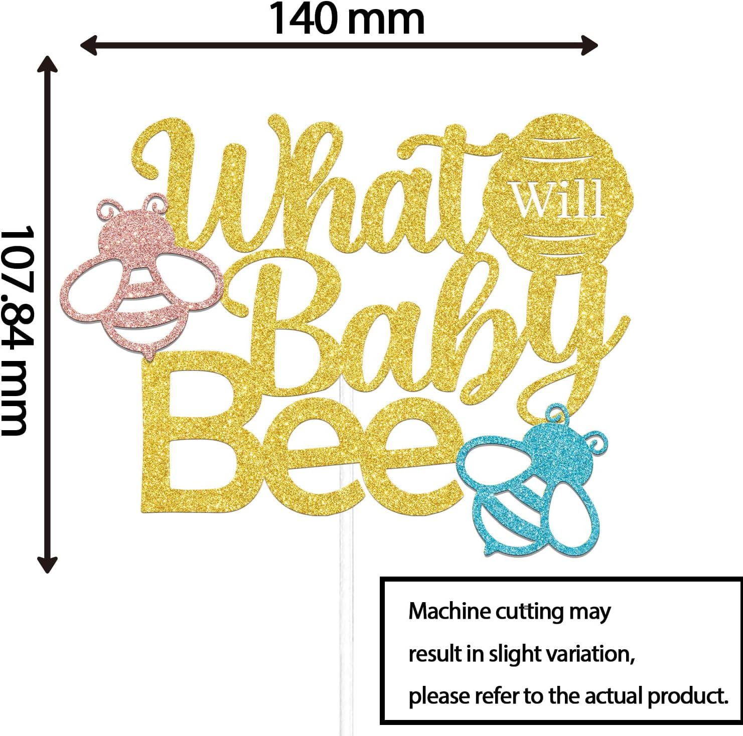 What Will Baby Bee Cake Topper Gold Glitter