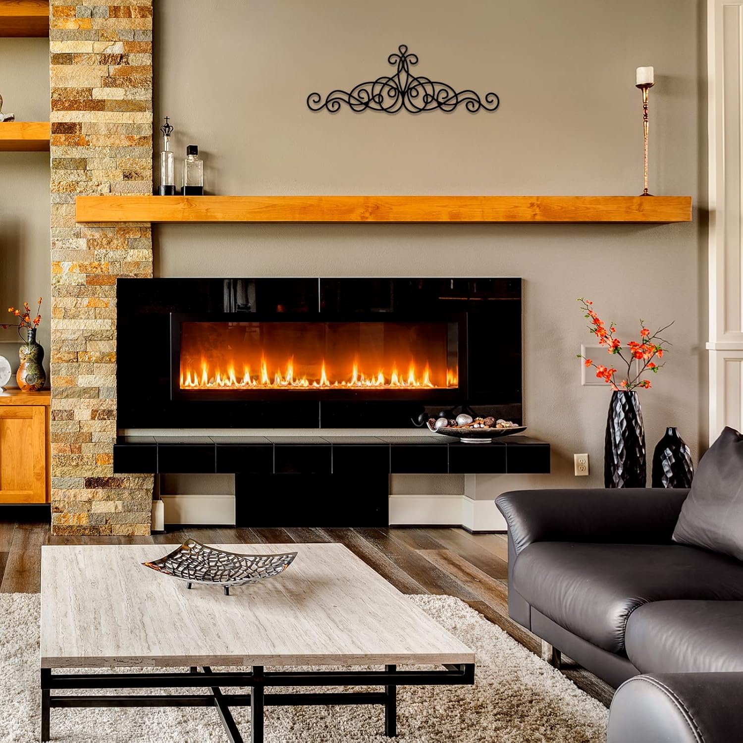 Zhengmy Black Metal Scroll Wall Art Decor