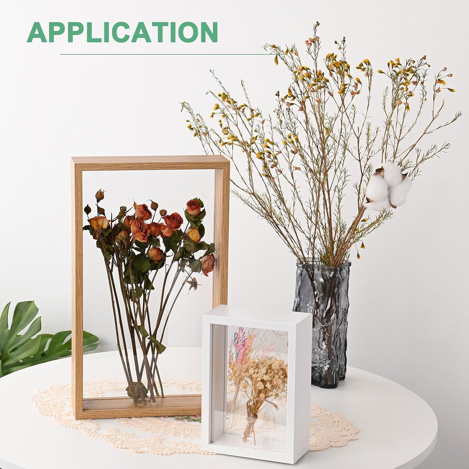 2-Pack Dried Flower Frame 6x6 Inch Double Acrylic Wood Display Frame