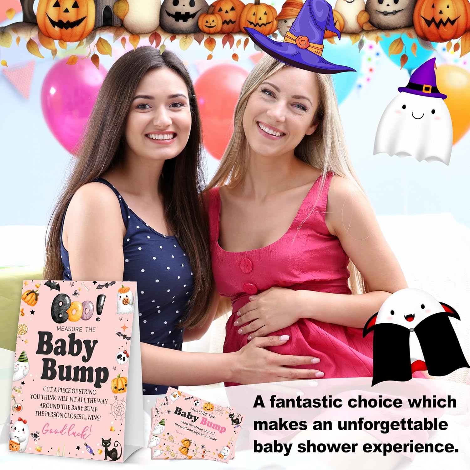 Halloween Baby Shower Games with Bump Sign and Guessing Cards