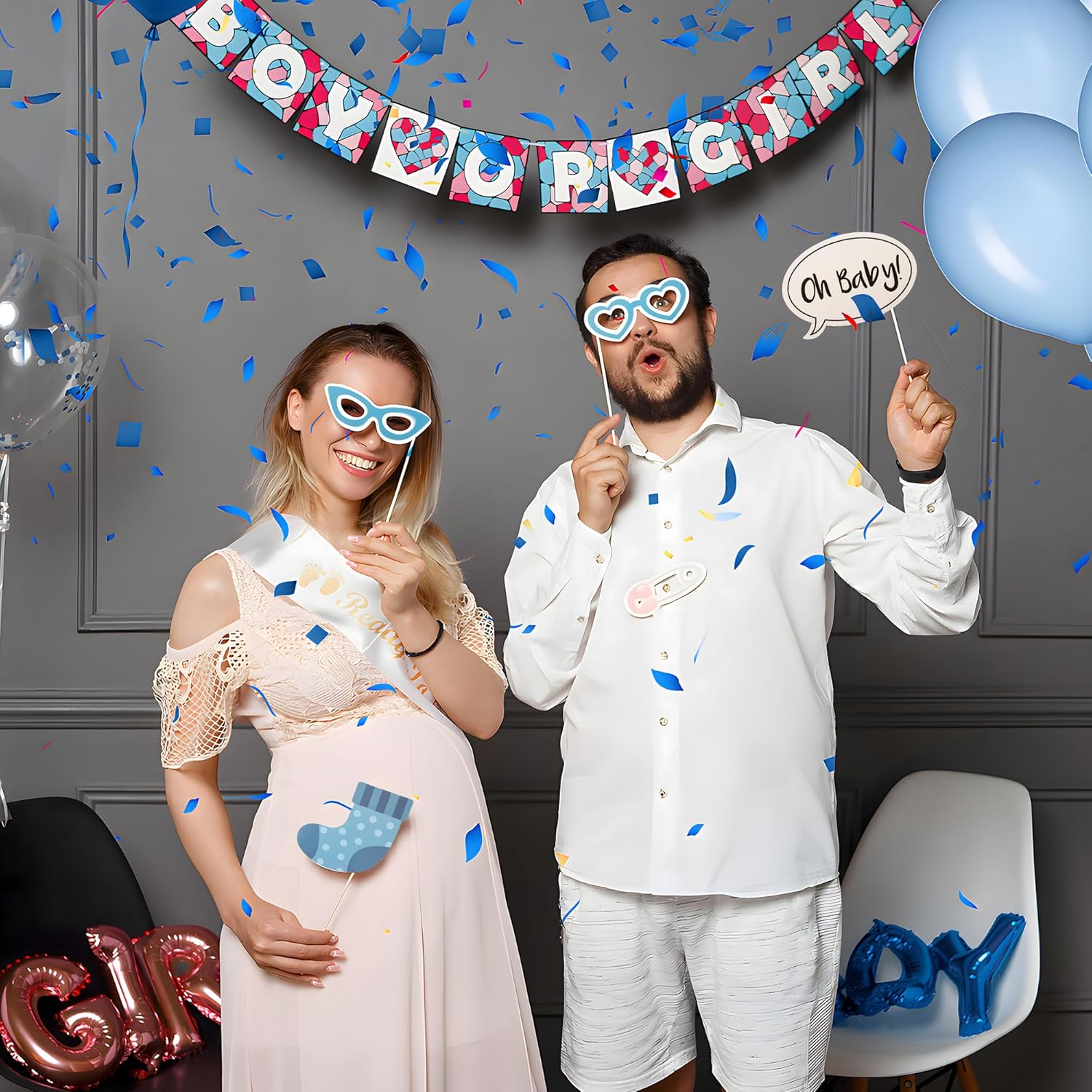 LASLU Its A Boy Photo Booth Props Kit on Sticks Set of 25pcs