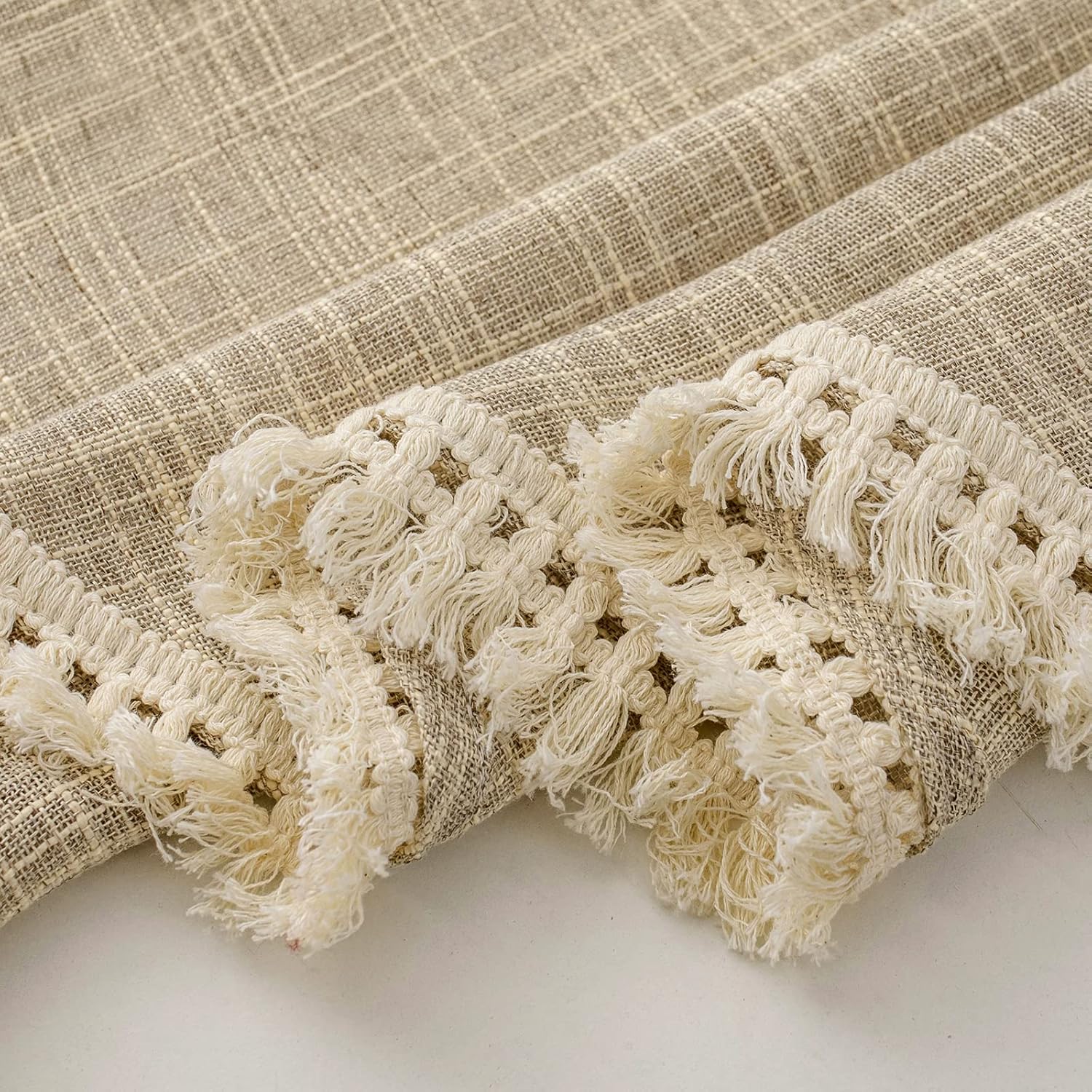 Beda Home Tassel Linen Textured Swag Valance - Farmhouse Style 36x63 Inch 1 Pair
