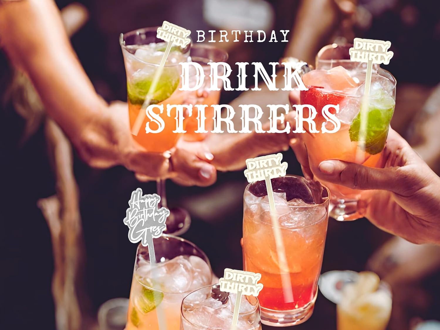 25pc Personalized Drink Stirrers Custom Name Stir Sticks