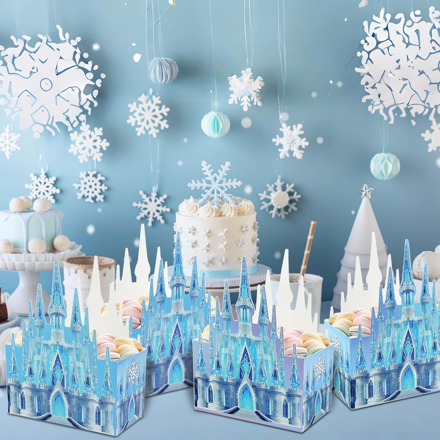 16Pcs Snowflake Favor Boxes for Winter Party Supplies